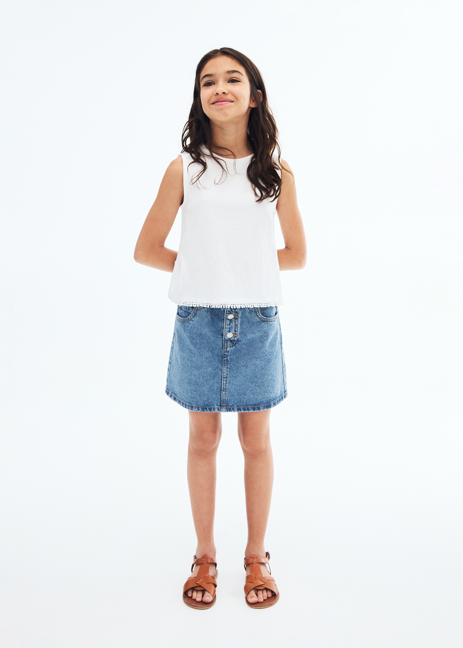 Denim paperbag skirt - General plane