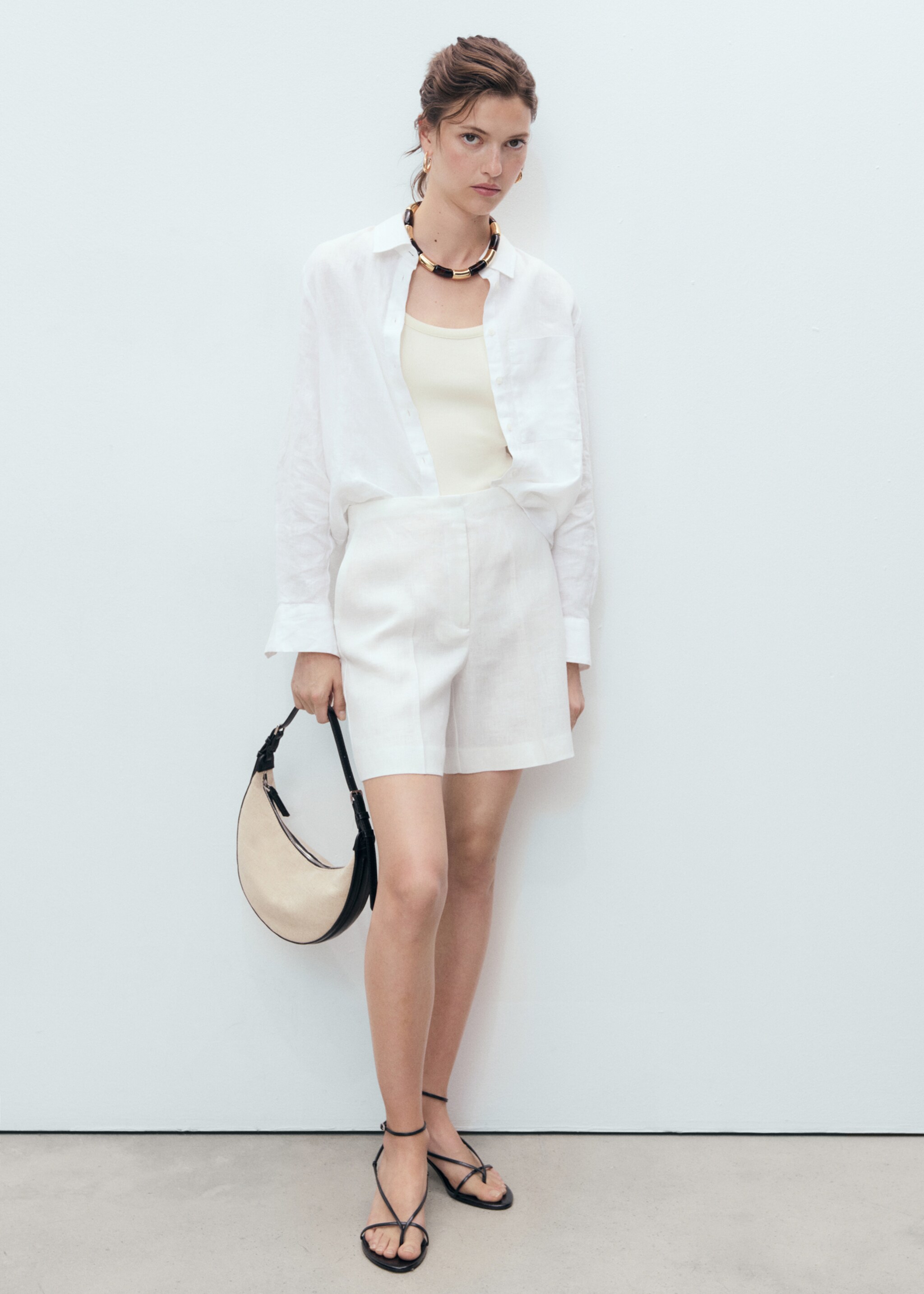 Straight-fit linen shorts - General plane