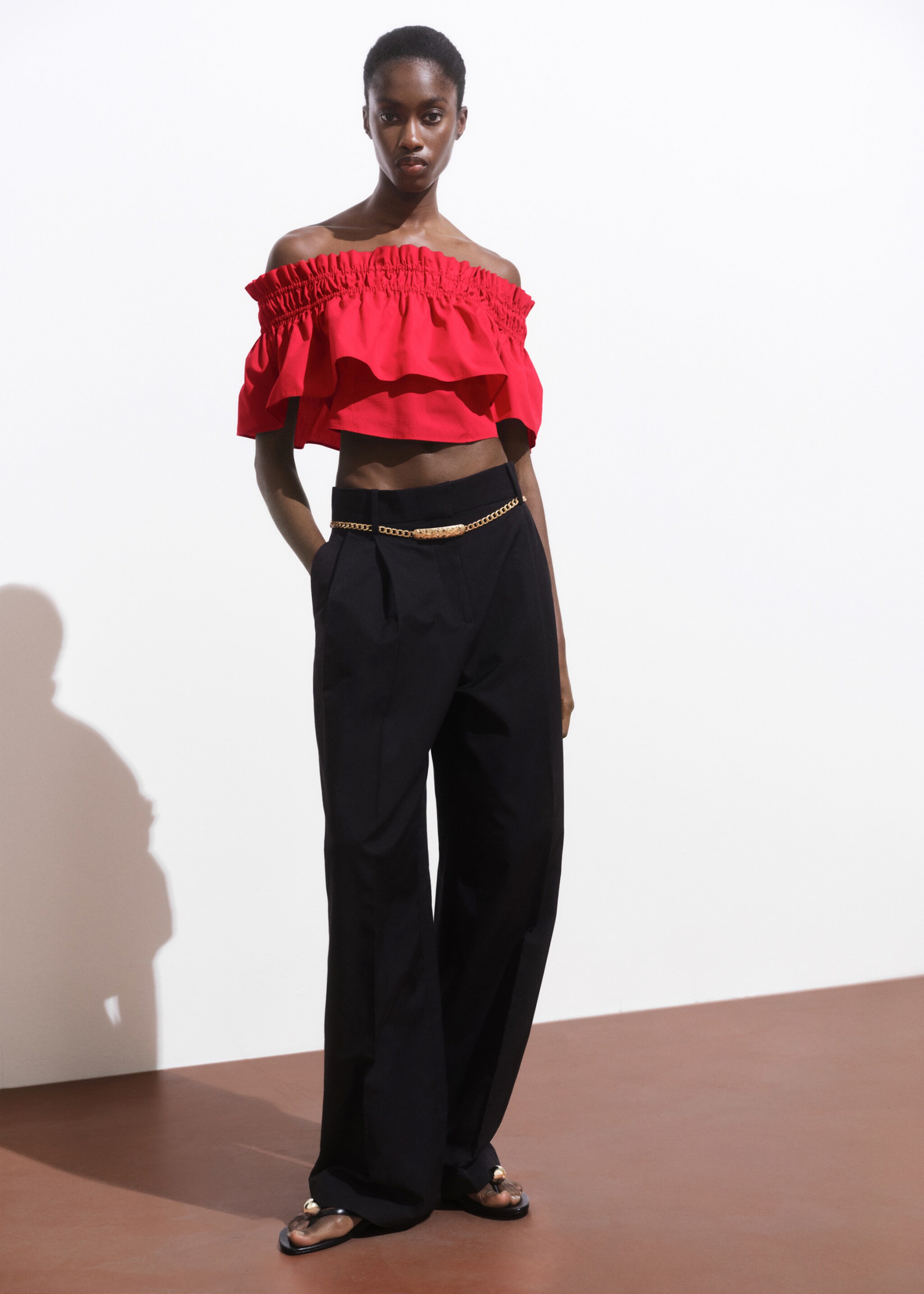 Strapless top with ruffle - General plane
