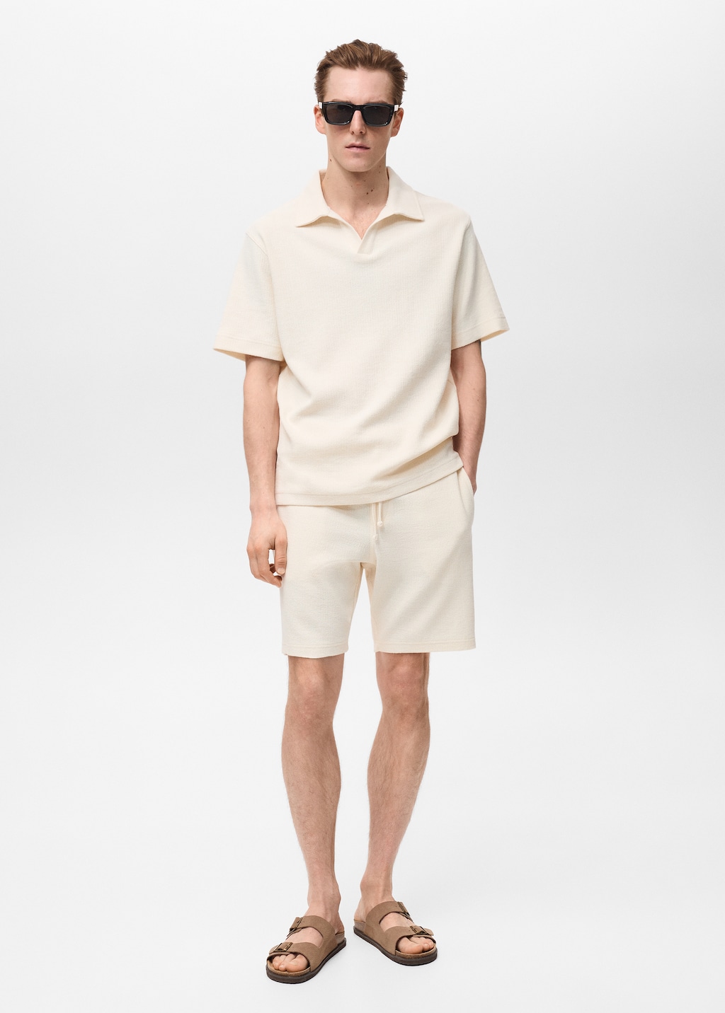 Regular-fit textured polo shirt