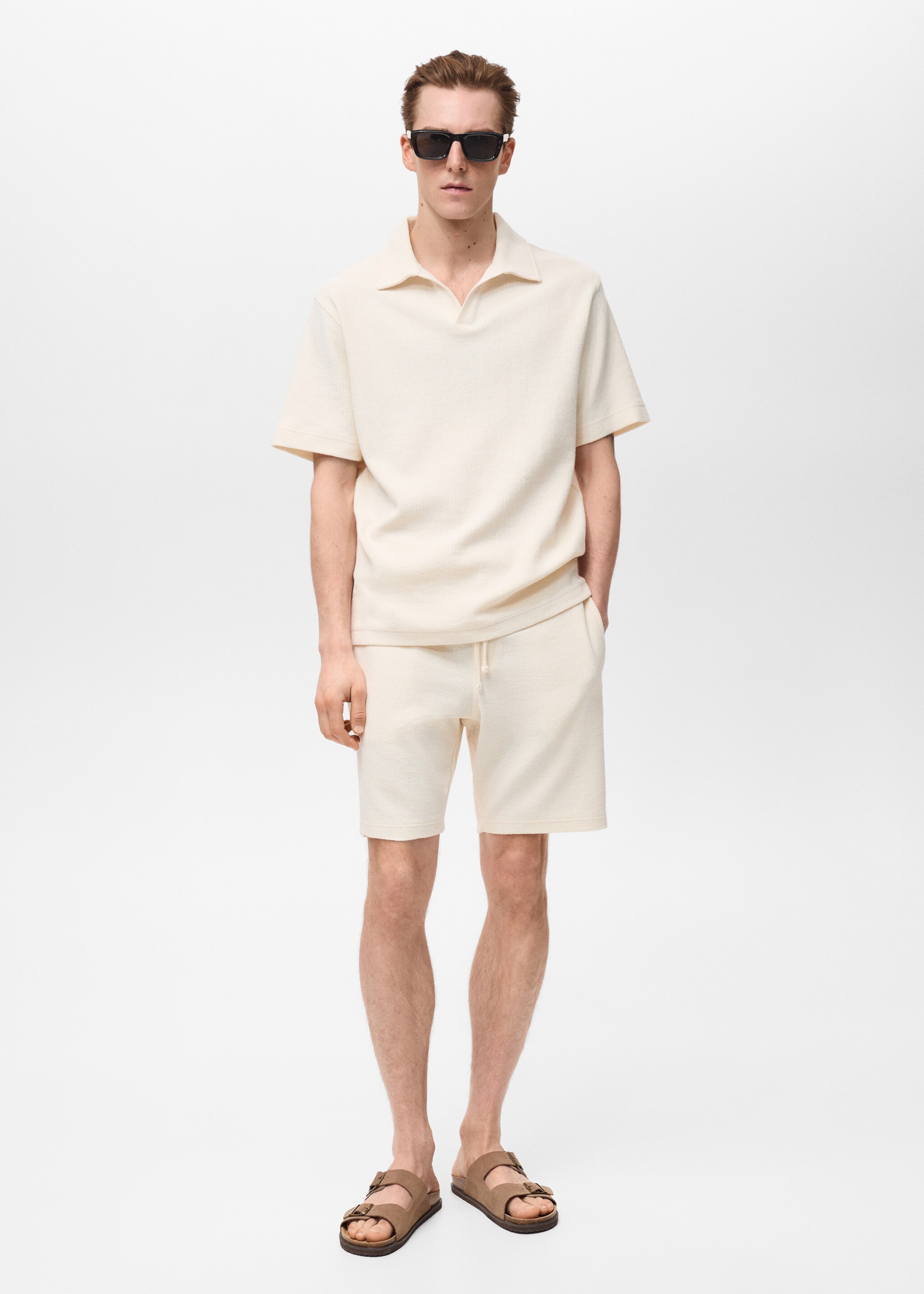 Regular-fit textured polo shirt - General plane