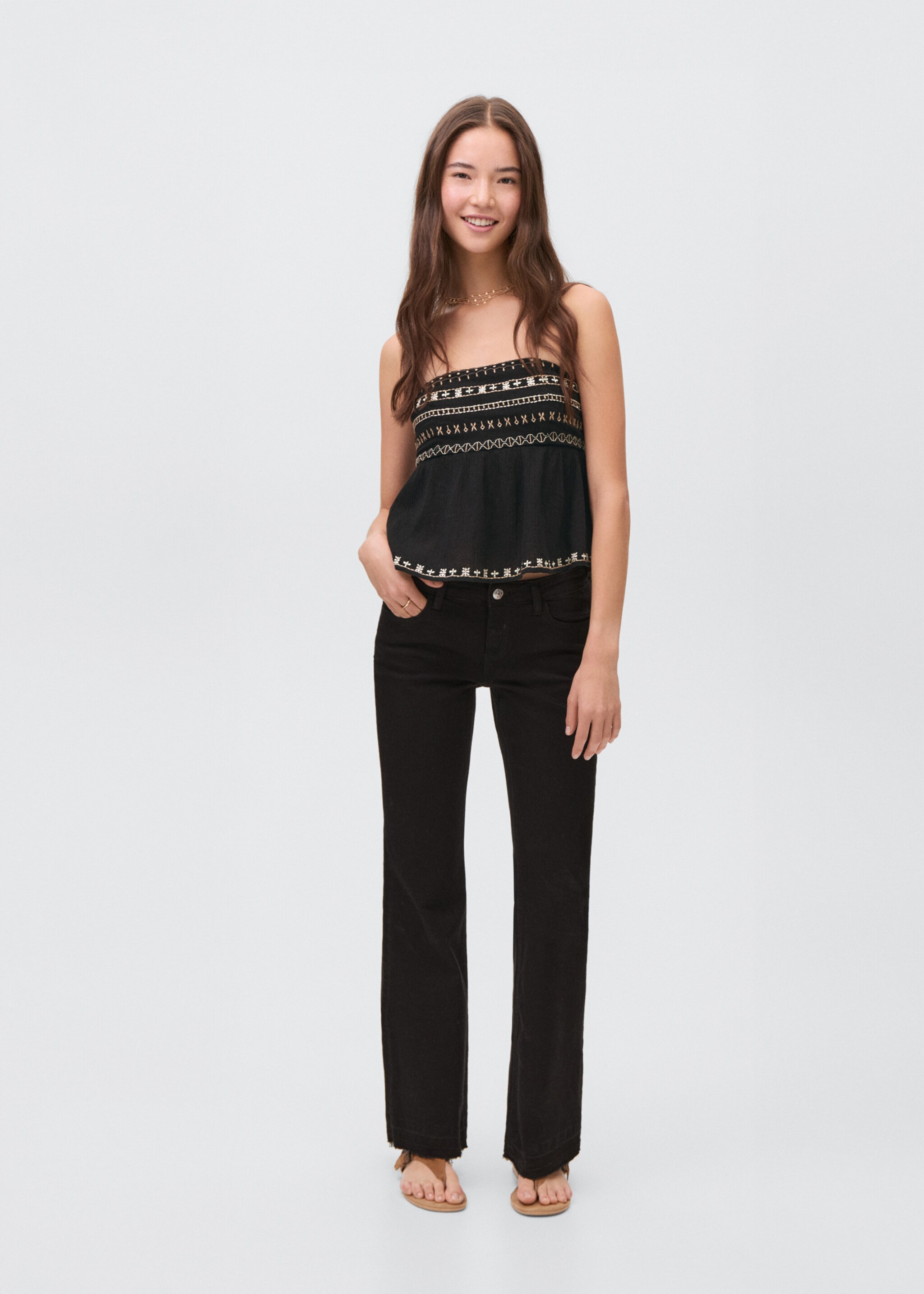 Embroidered strapless top - General plane