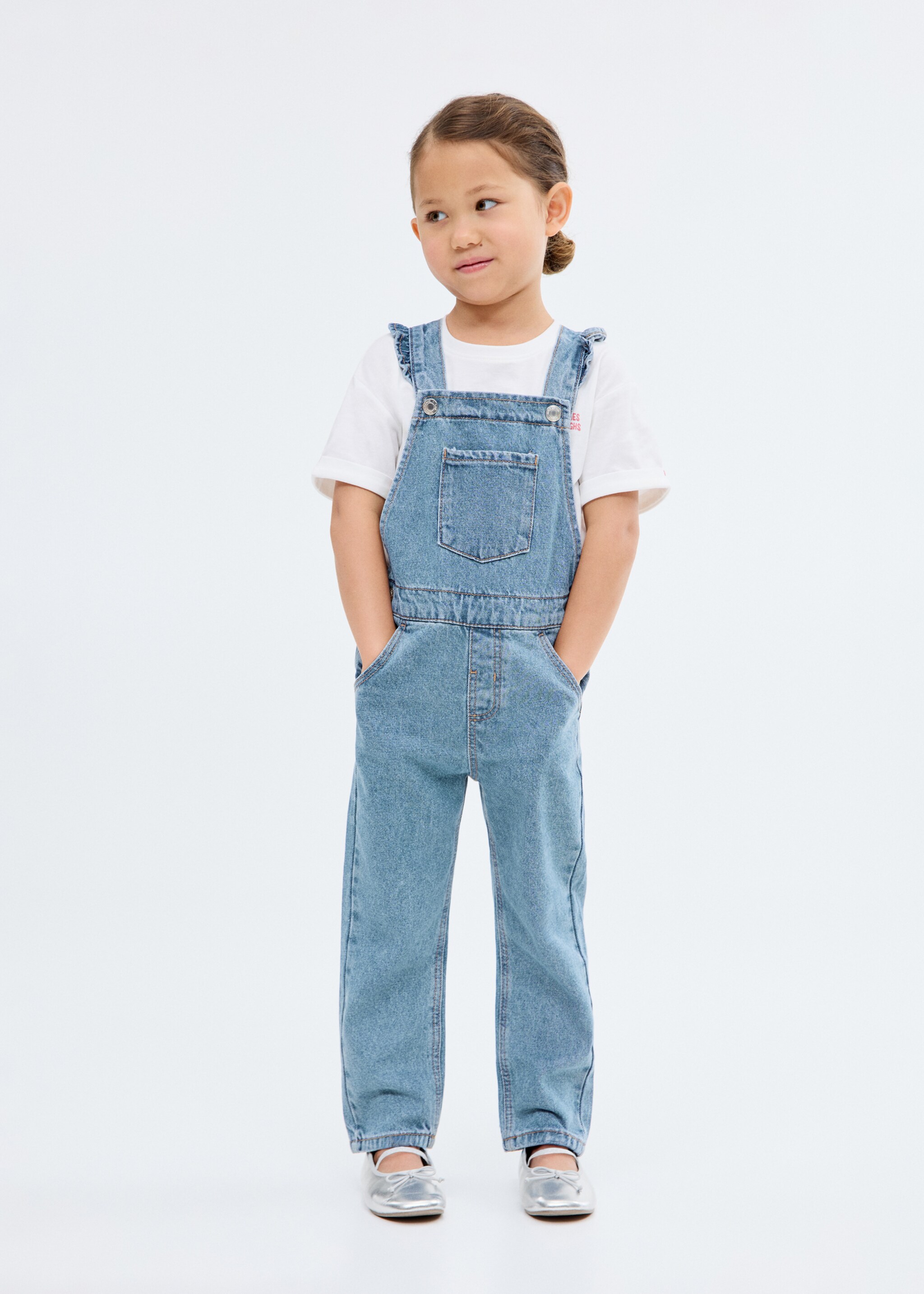 Frills denim dungarees - General plane