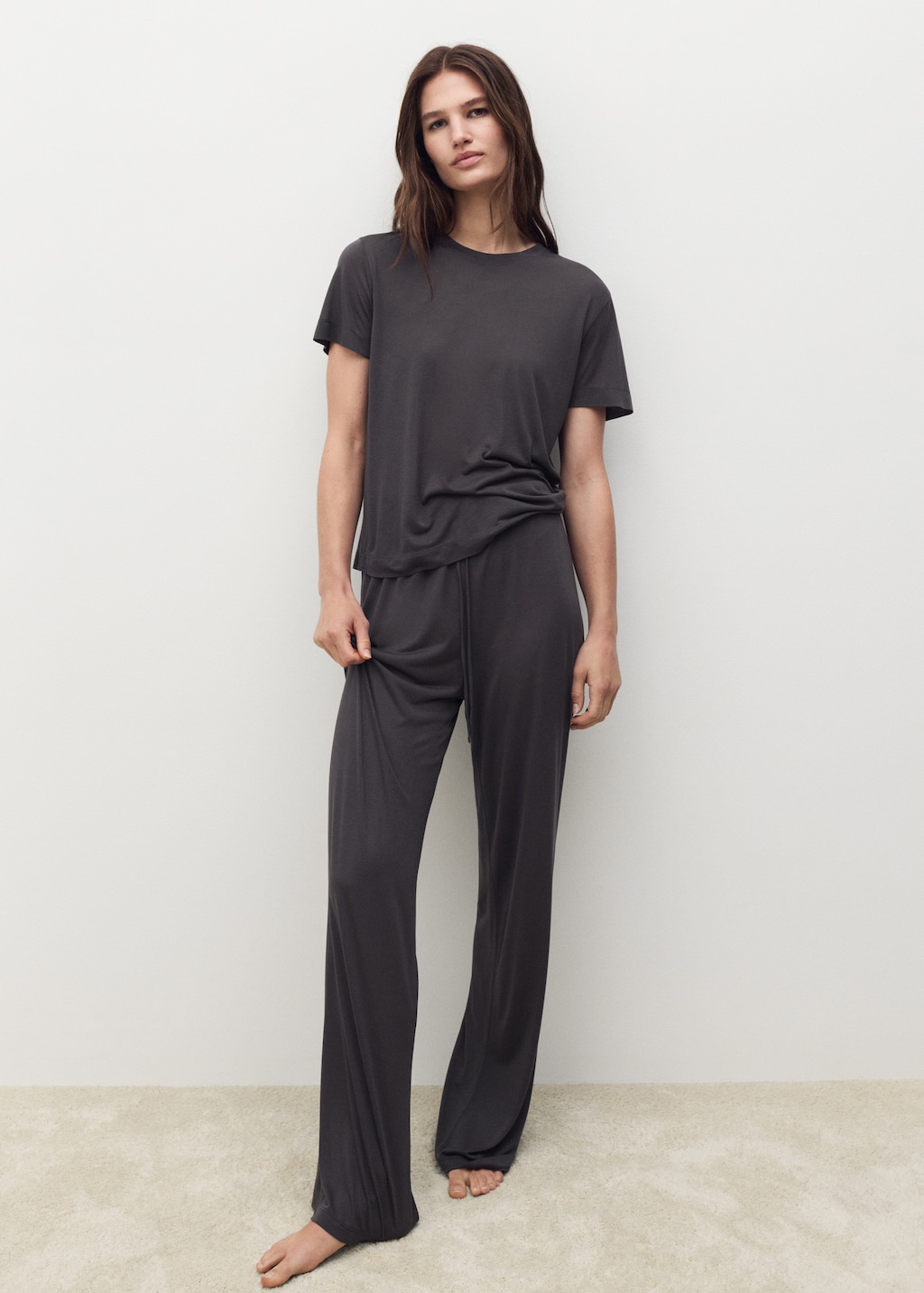 Short-sleeved micro-modal pajama top