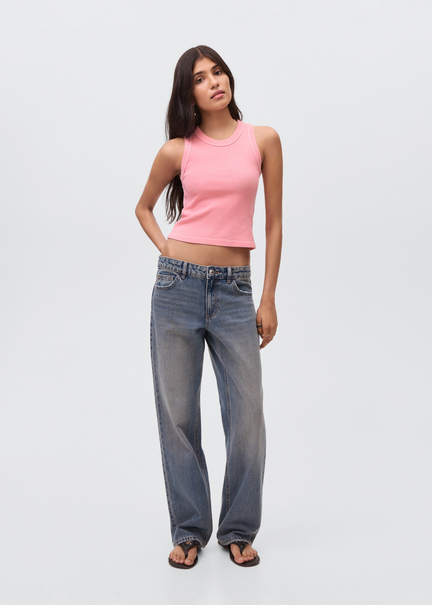 Ribbed cotton-blend top - General plane