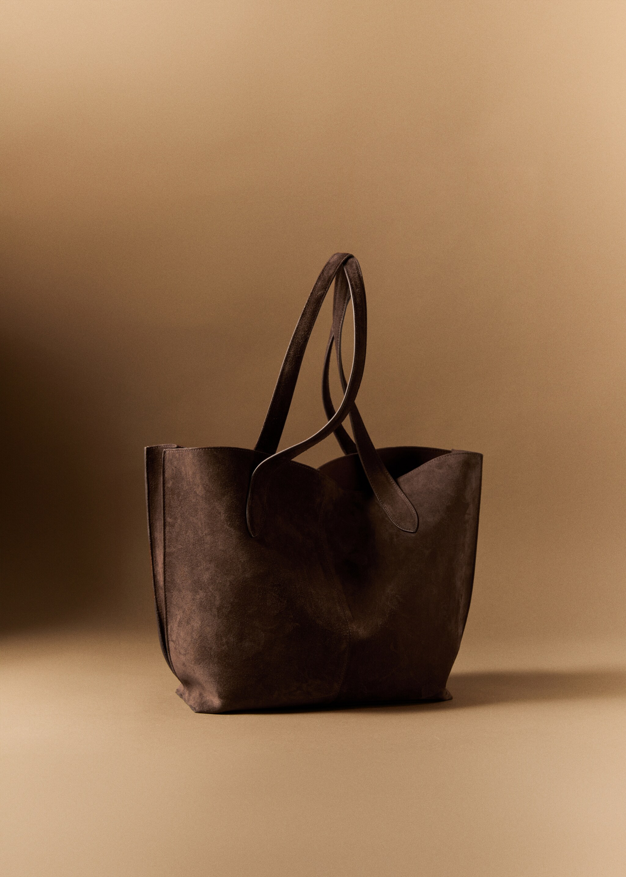 Suede shopper bag - General plane, Chocolate. Ref: 17091541-00.