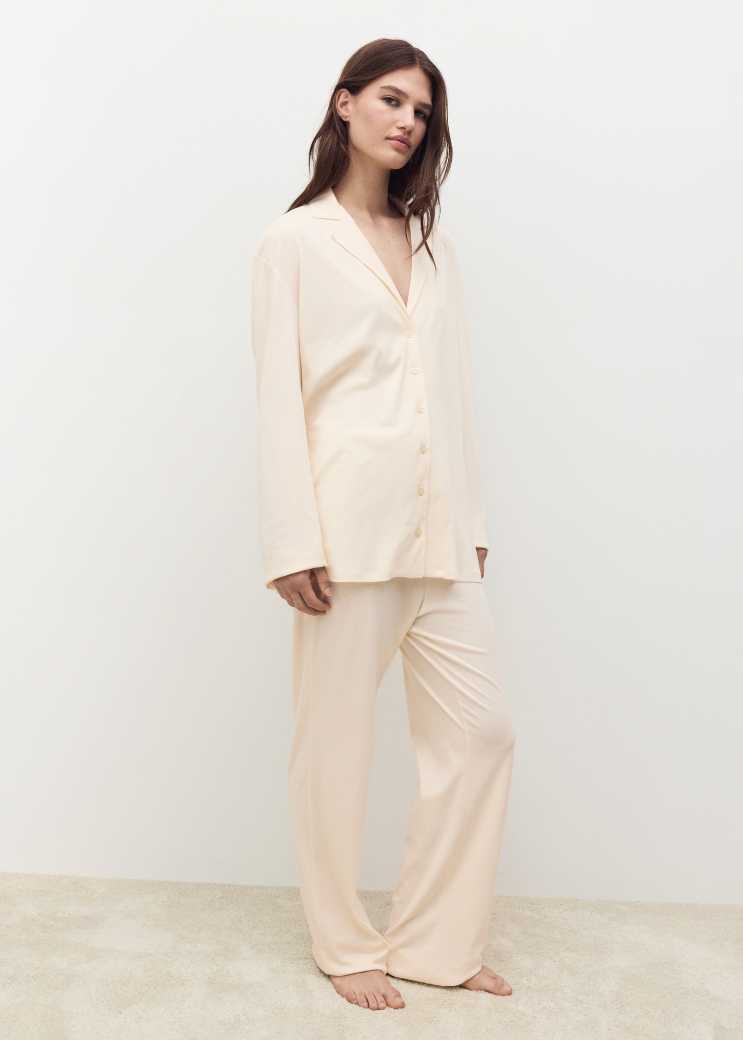 Chemise pyjama coton unie - Plan général