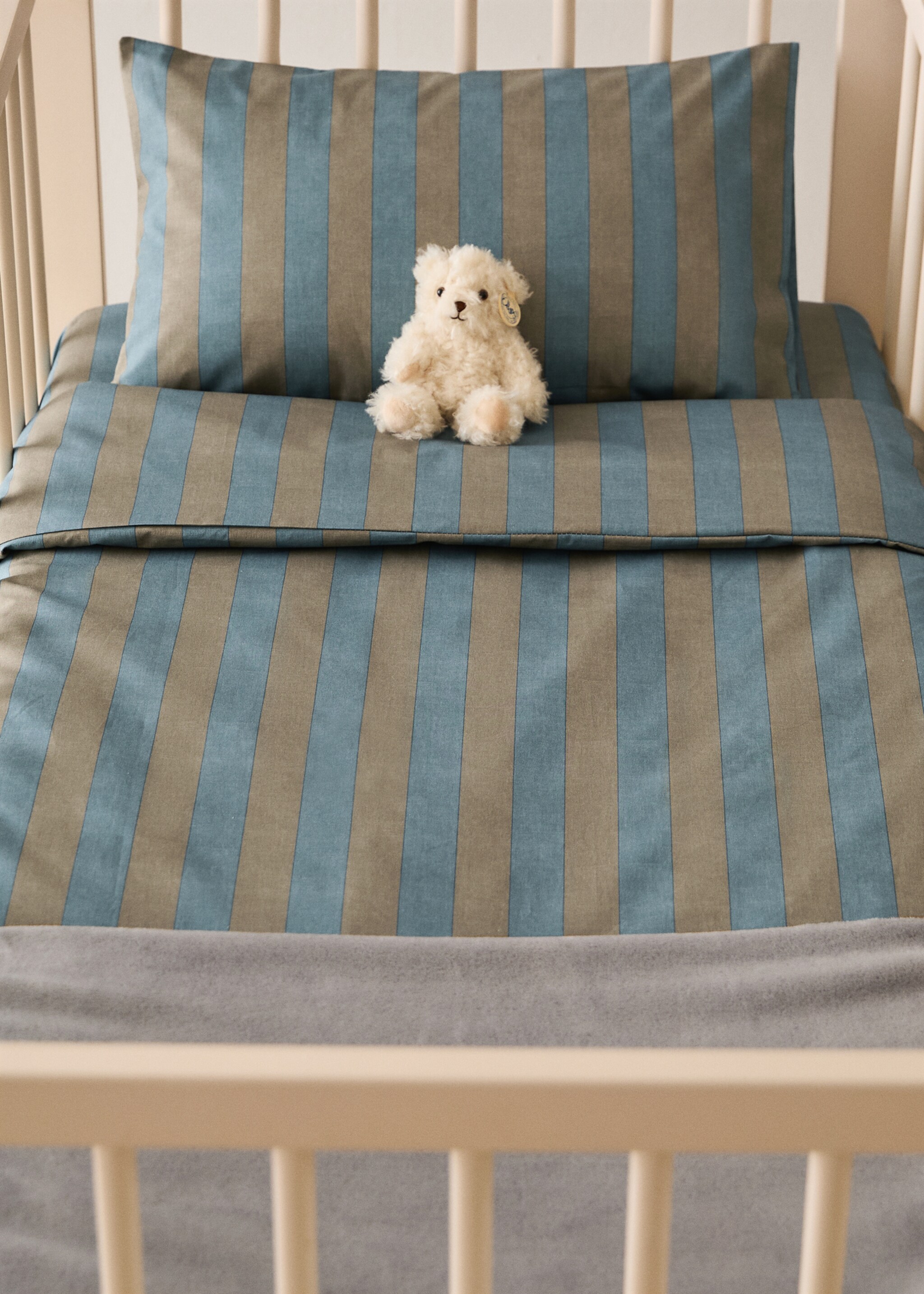 Kodak-striped duvet cover for cot - General plane, Blue. Ref: 17091549-00.
