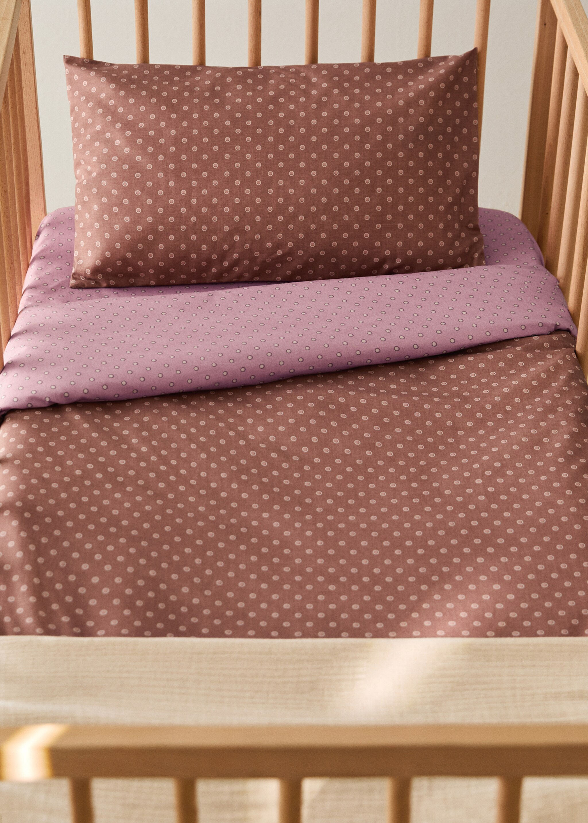 Reversible cotton polka dot cot duvet cover - General plane
