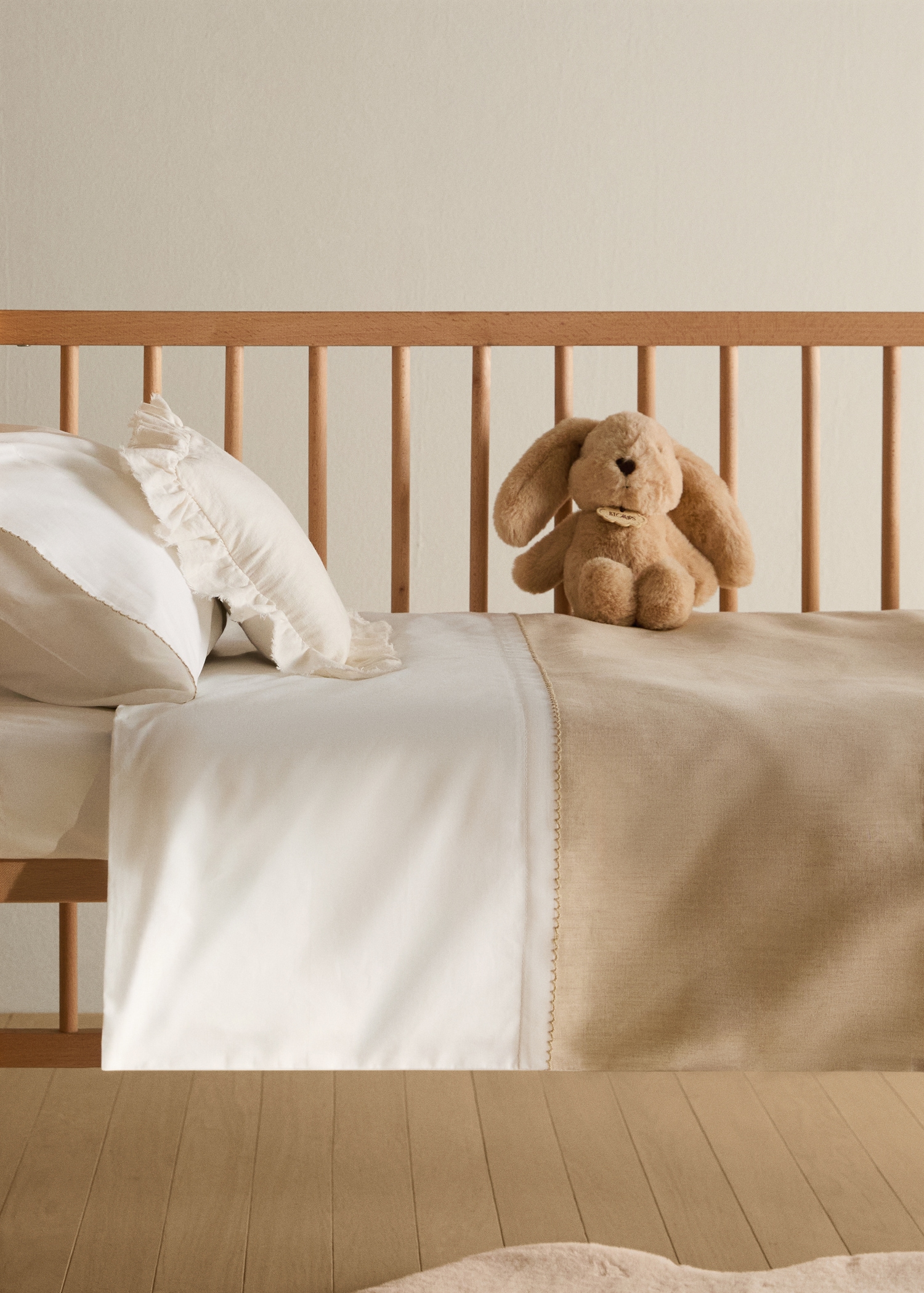 Ctton percale linen duvet cover for cot MANGO Ireland