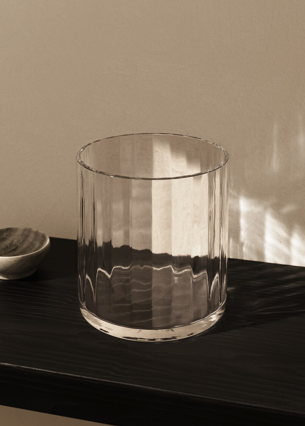Hand-blown glass vase with stripes