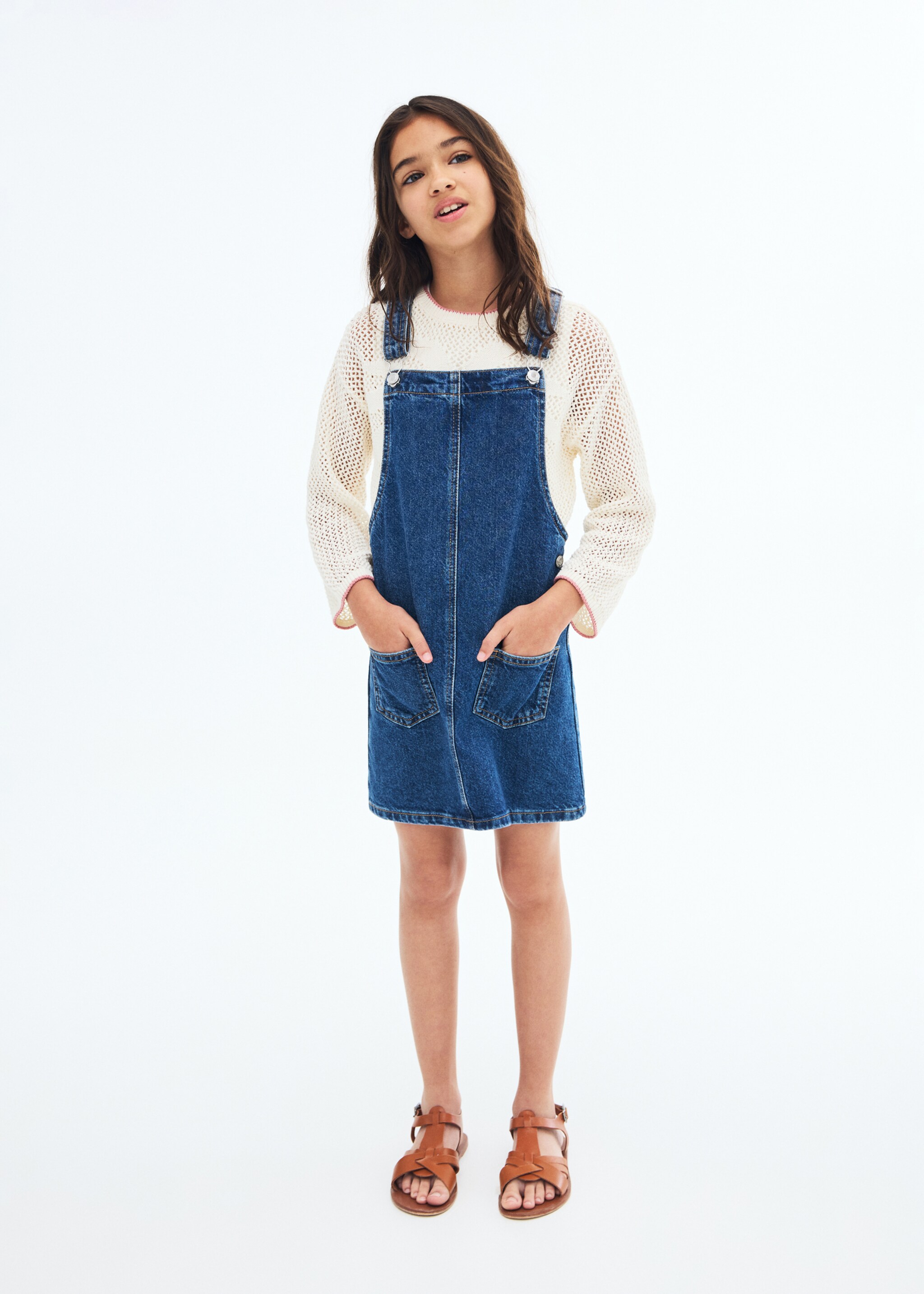 Short denim pinafore - General plane