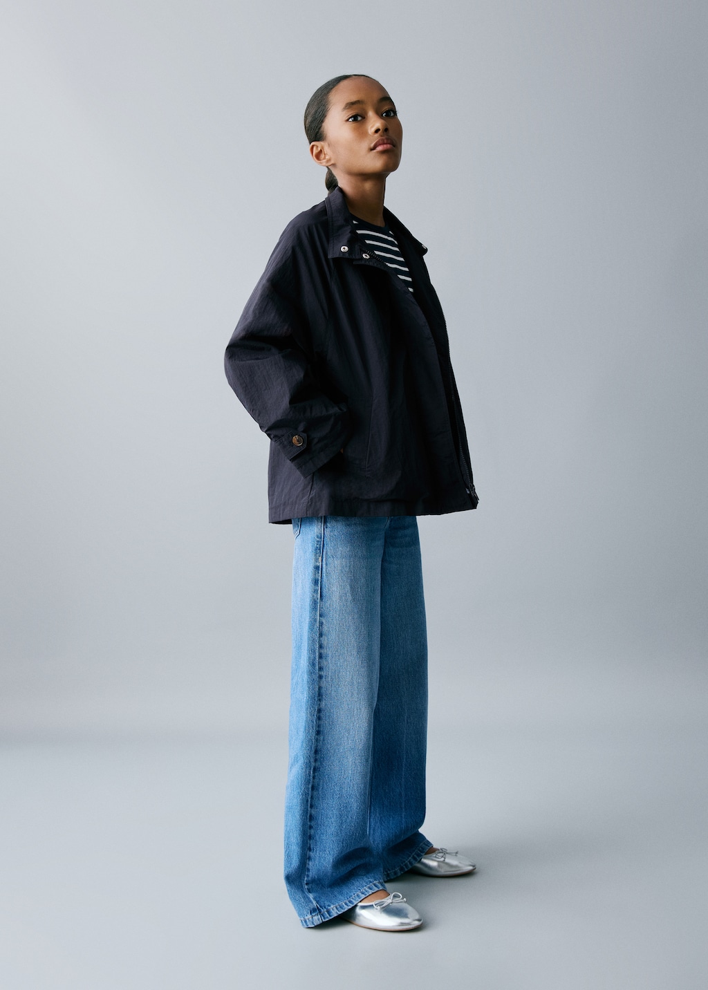 Trench coat with button detail