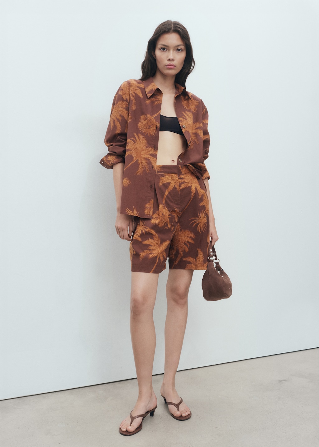 Palm print cotton shirt