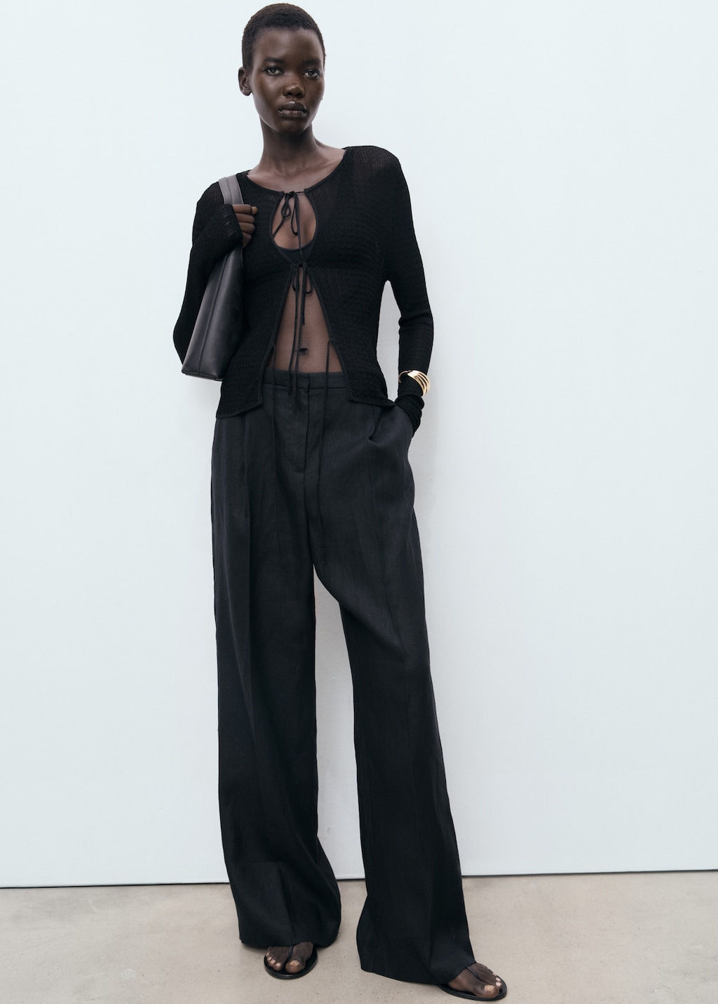 Mango Knitted cardigan with ties