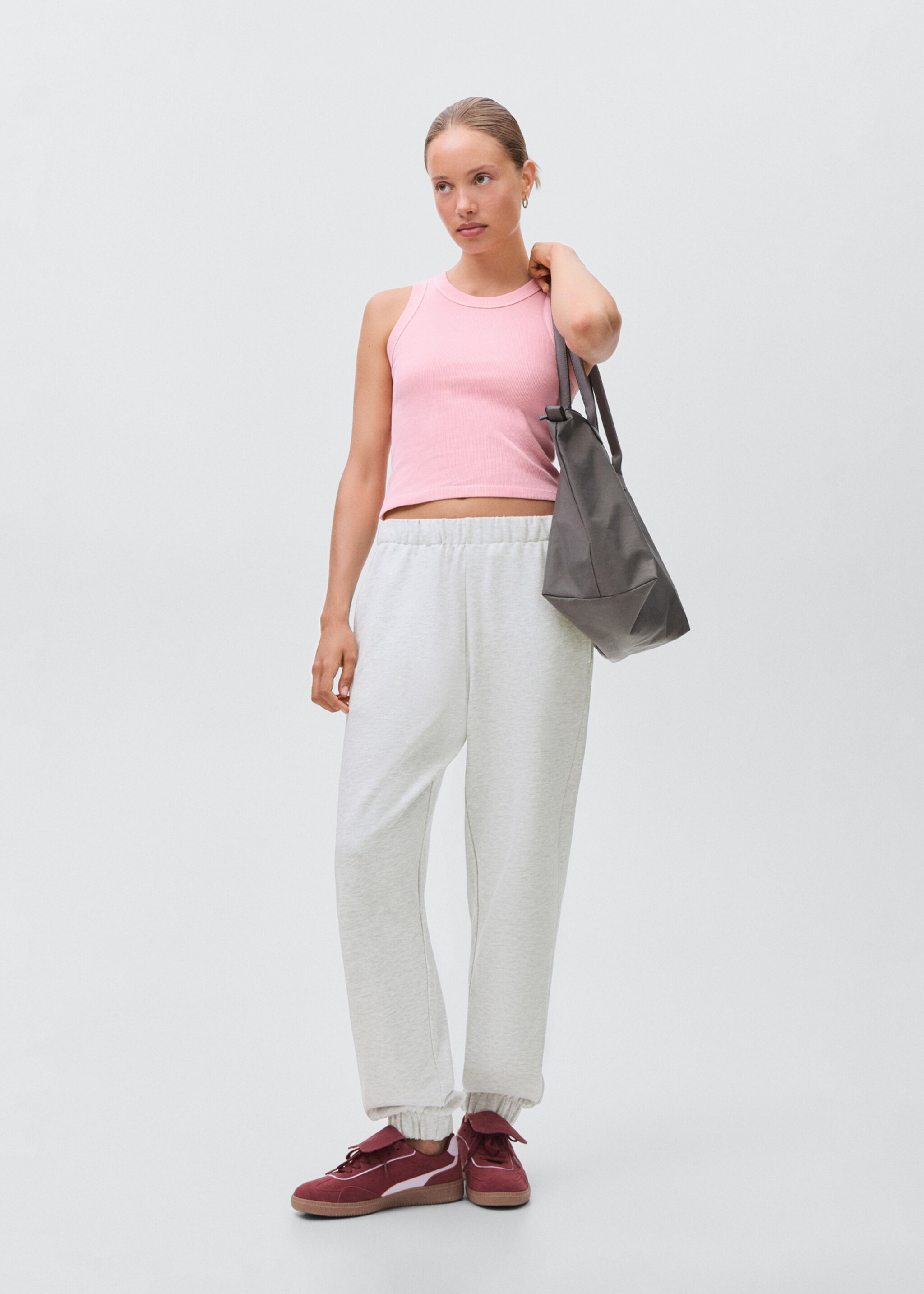 Cotton joggers with elastic waist - General plane, Light Heather Grey. Ref: 17092925-00.