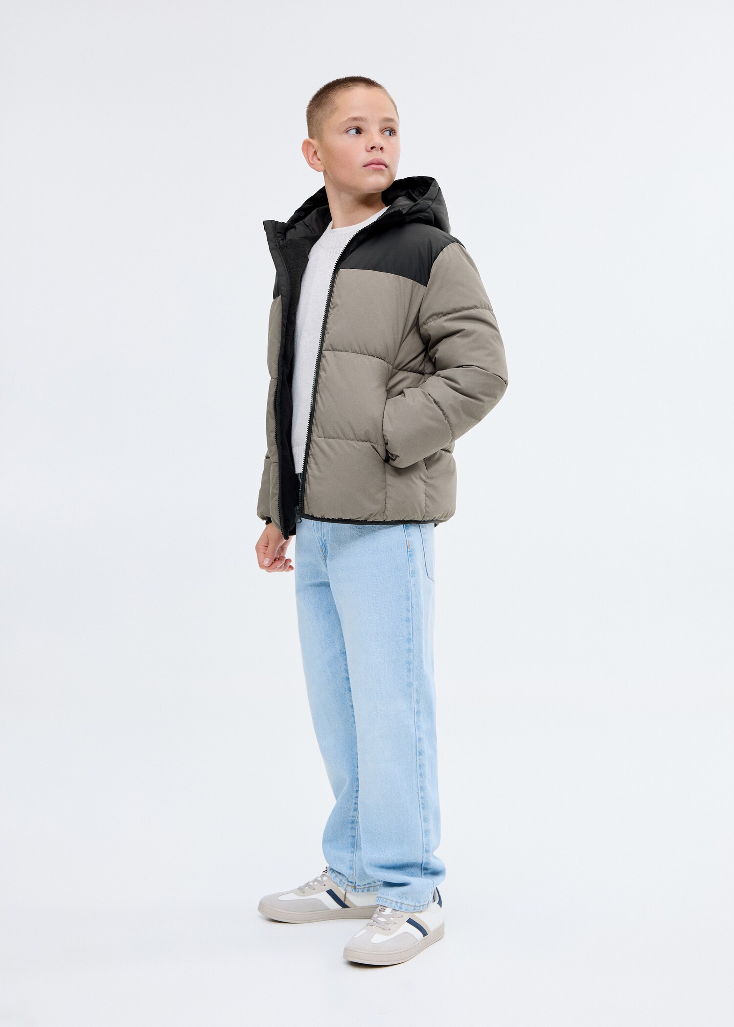 Bicolour quilted anorak - General plane