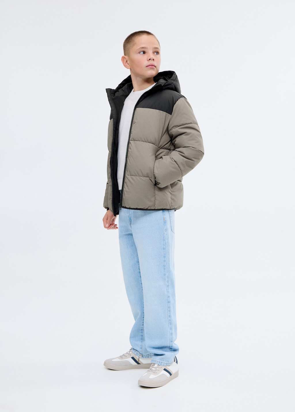 Bicolour quilted anorak