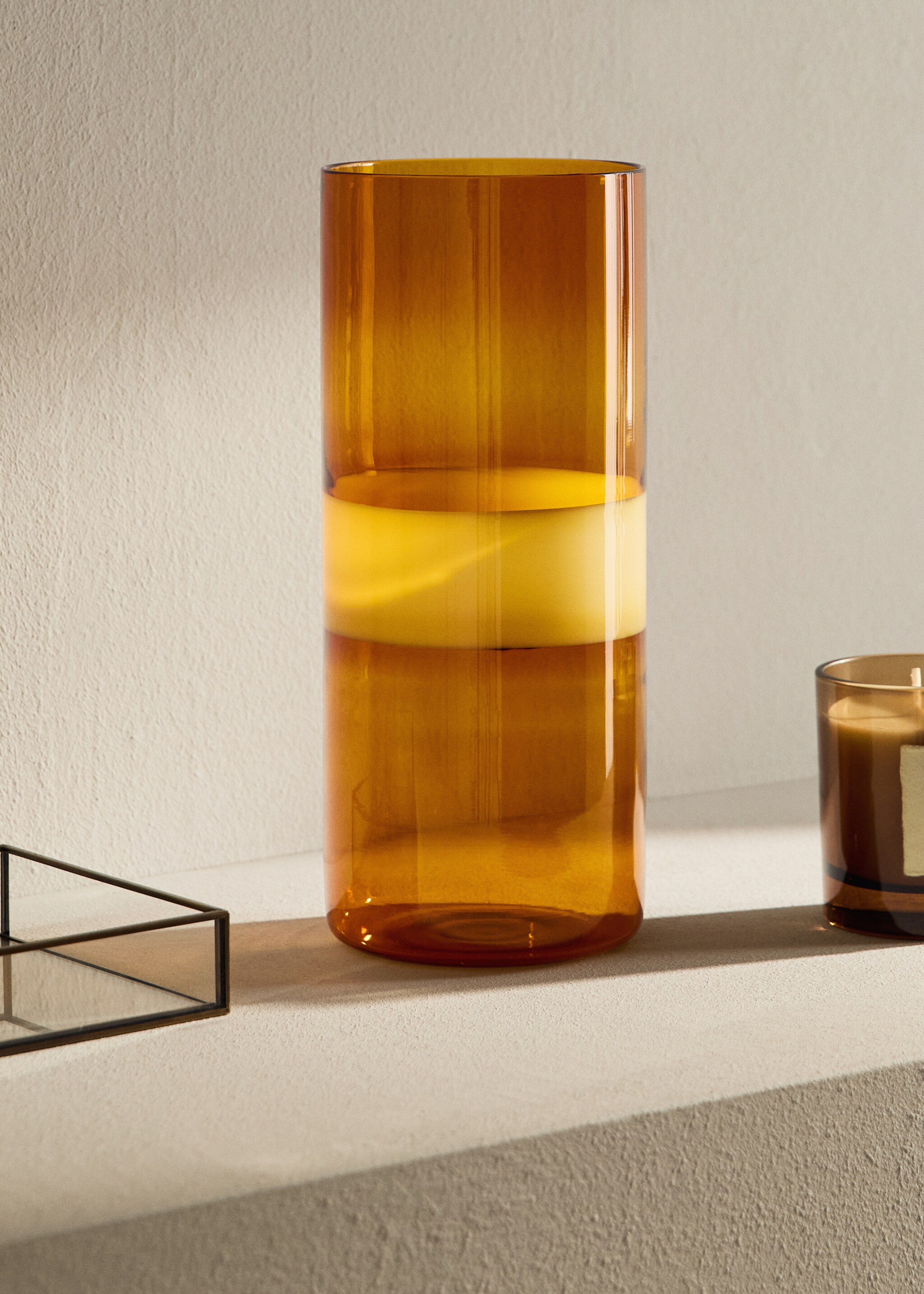 Borosilicate coloured glass vase - General plane, Ochre. Ref: 17093309-00.