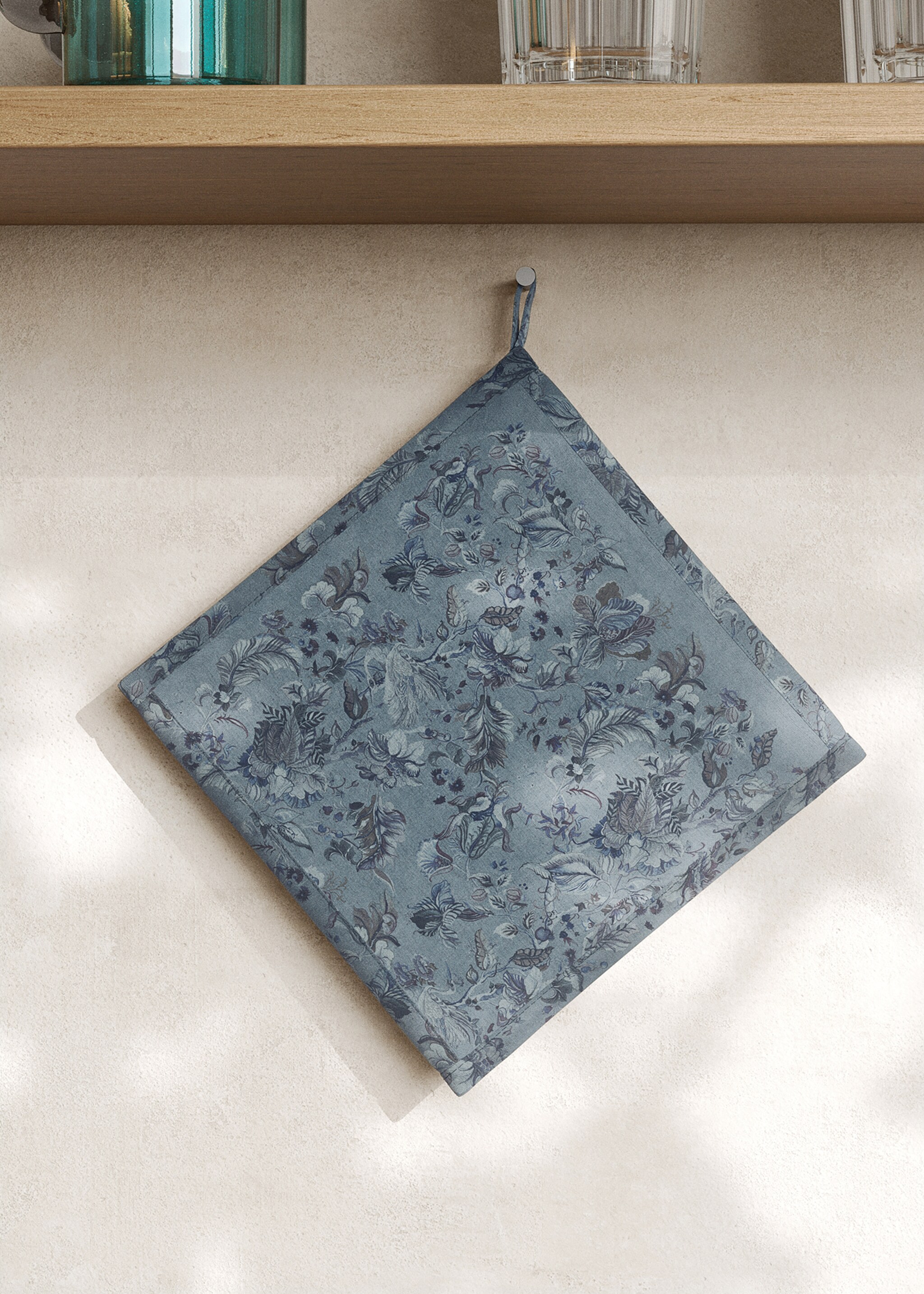 Printed cotton linen holder - General plane, Ink Blue. Ref: 17093322-00.