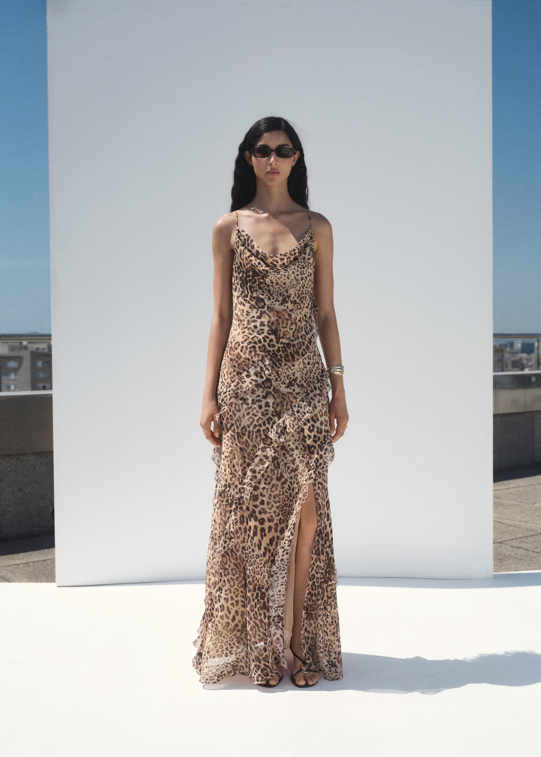 Animal print ruffle dress - General plane