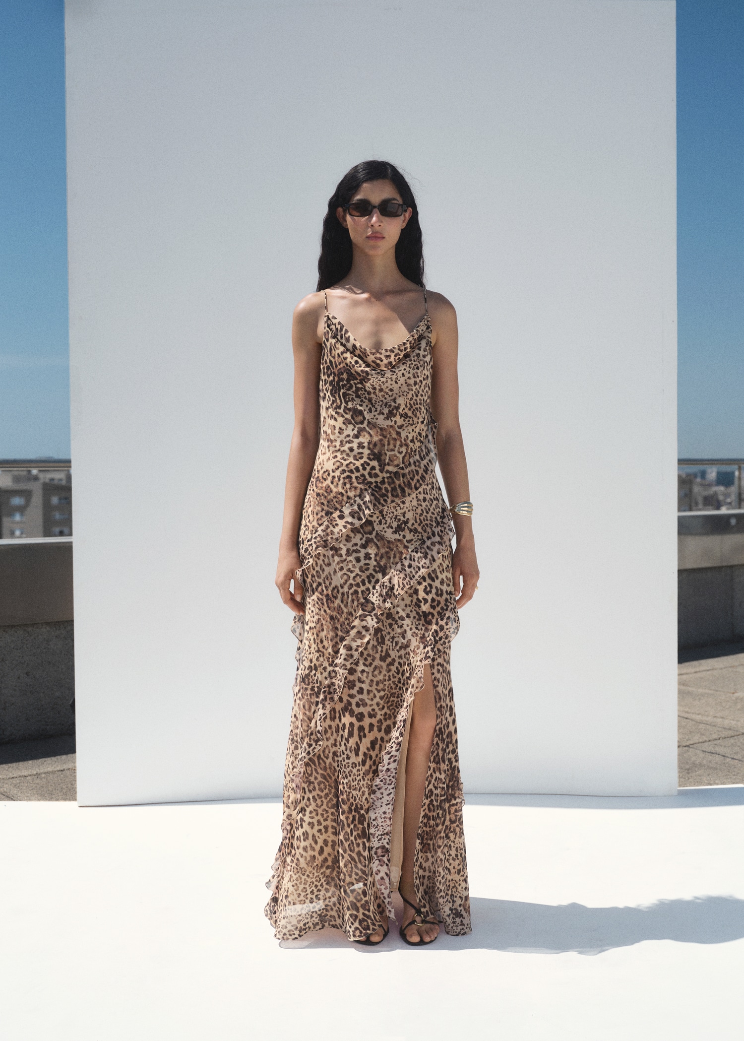 Animal print ruffle dress - General plane