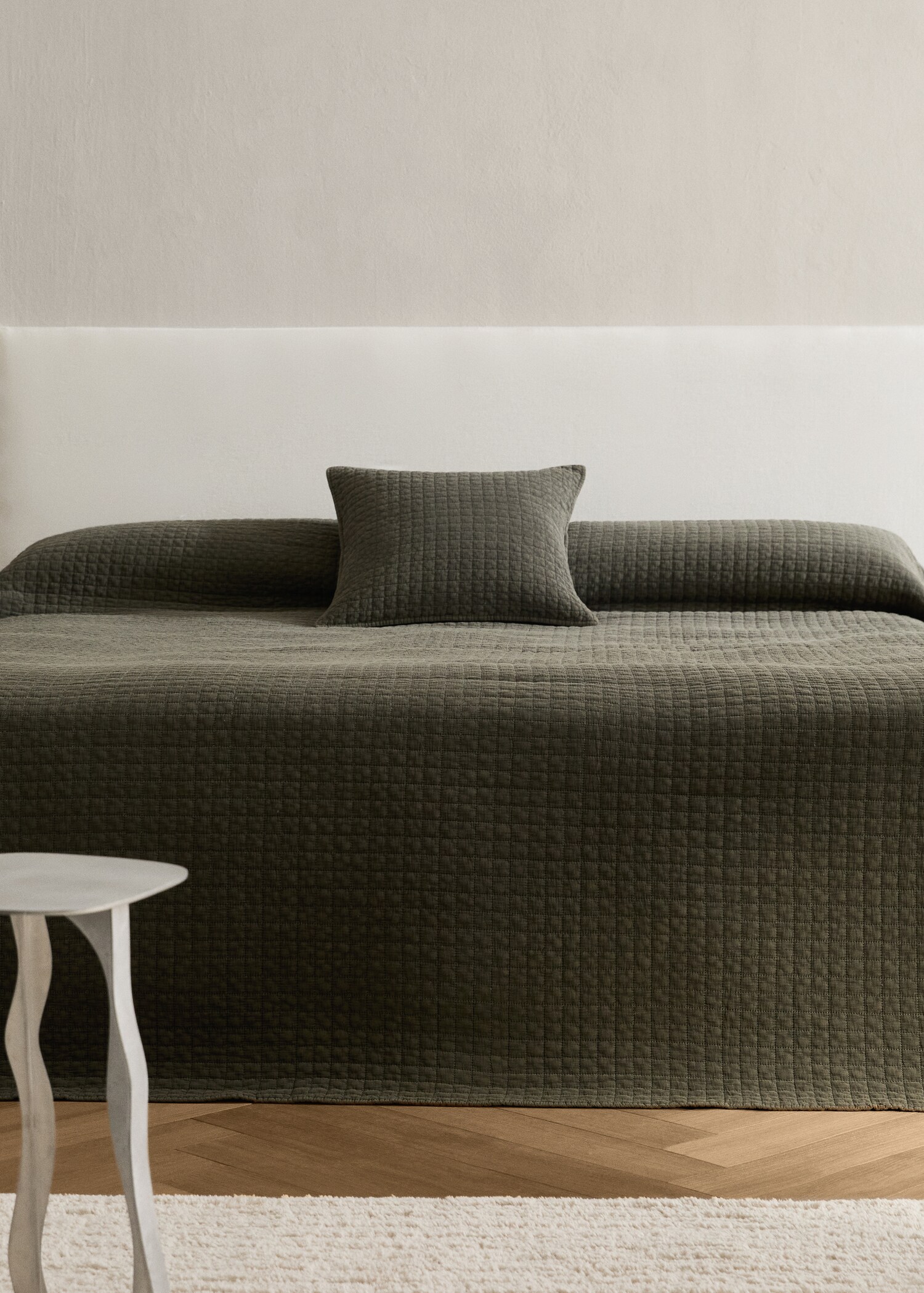 Cotton garment-dyed check bedspread for 150/160 cm bed - General plane