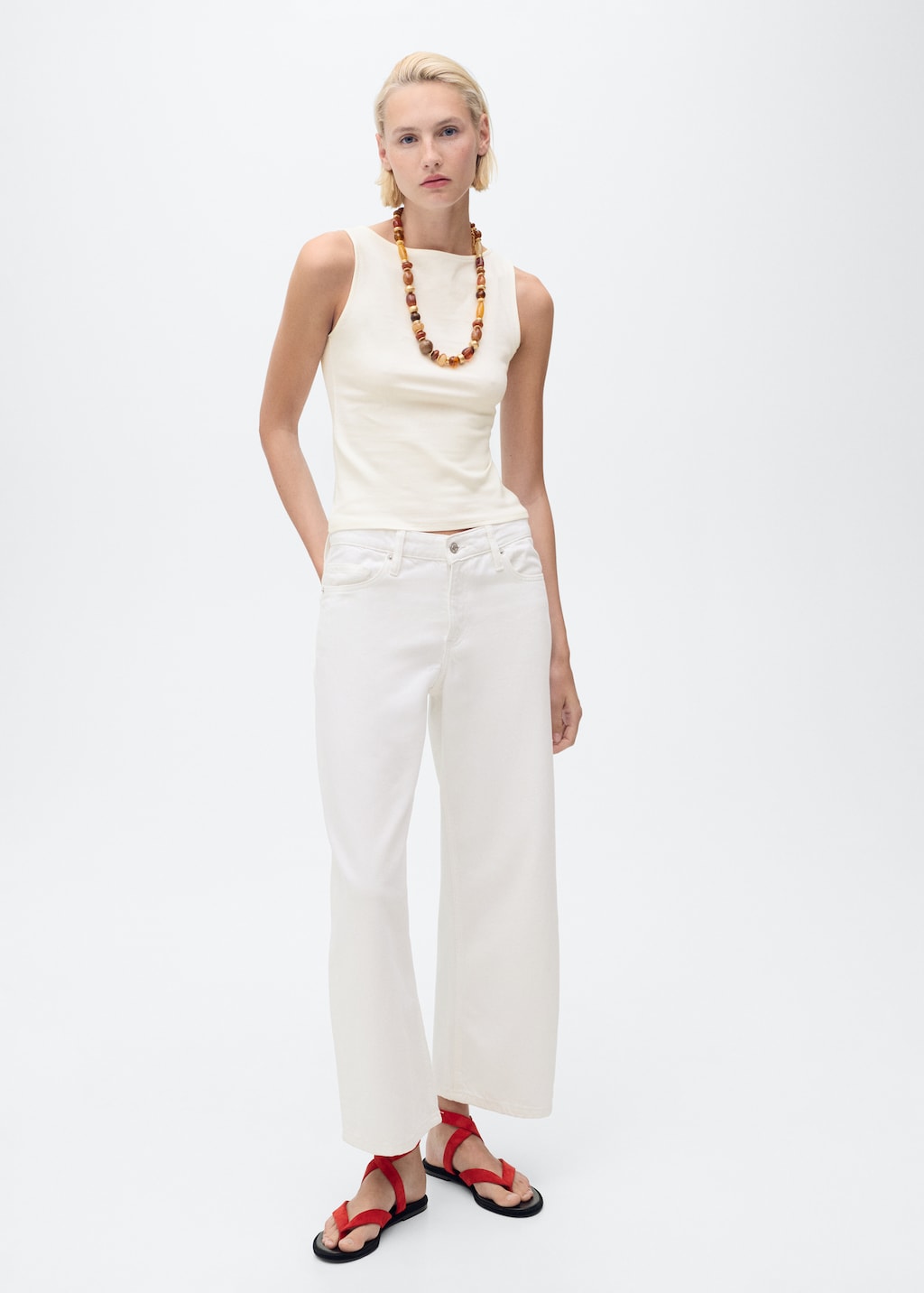 Mango Boat-neck strapless top