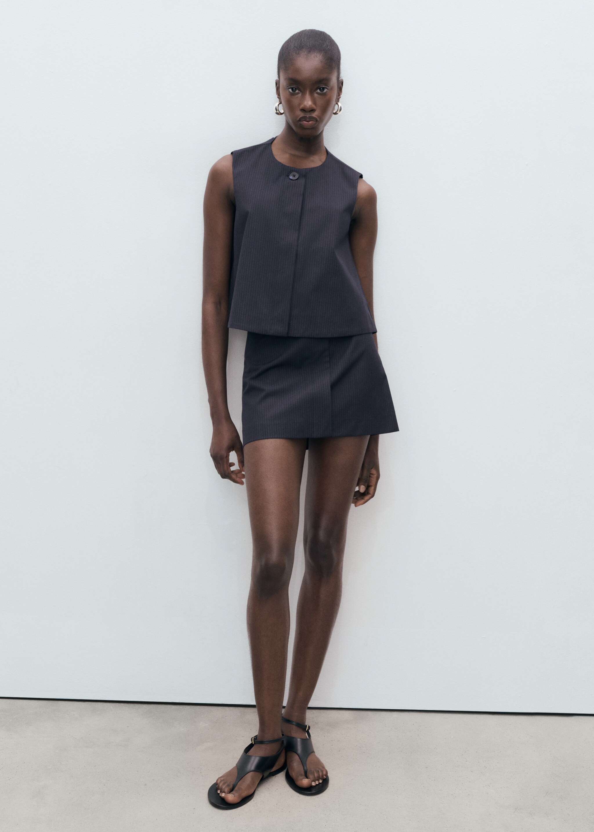 Pinstriped short skirt - General plane, Navy. Ref: 17094088-00.