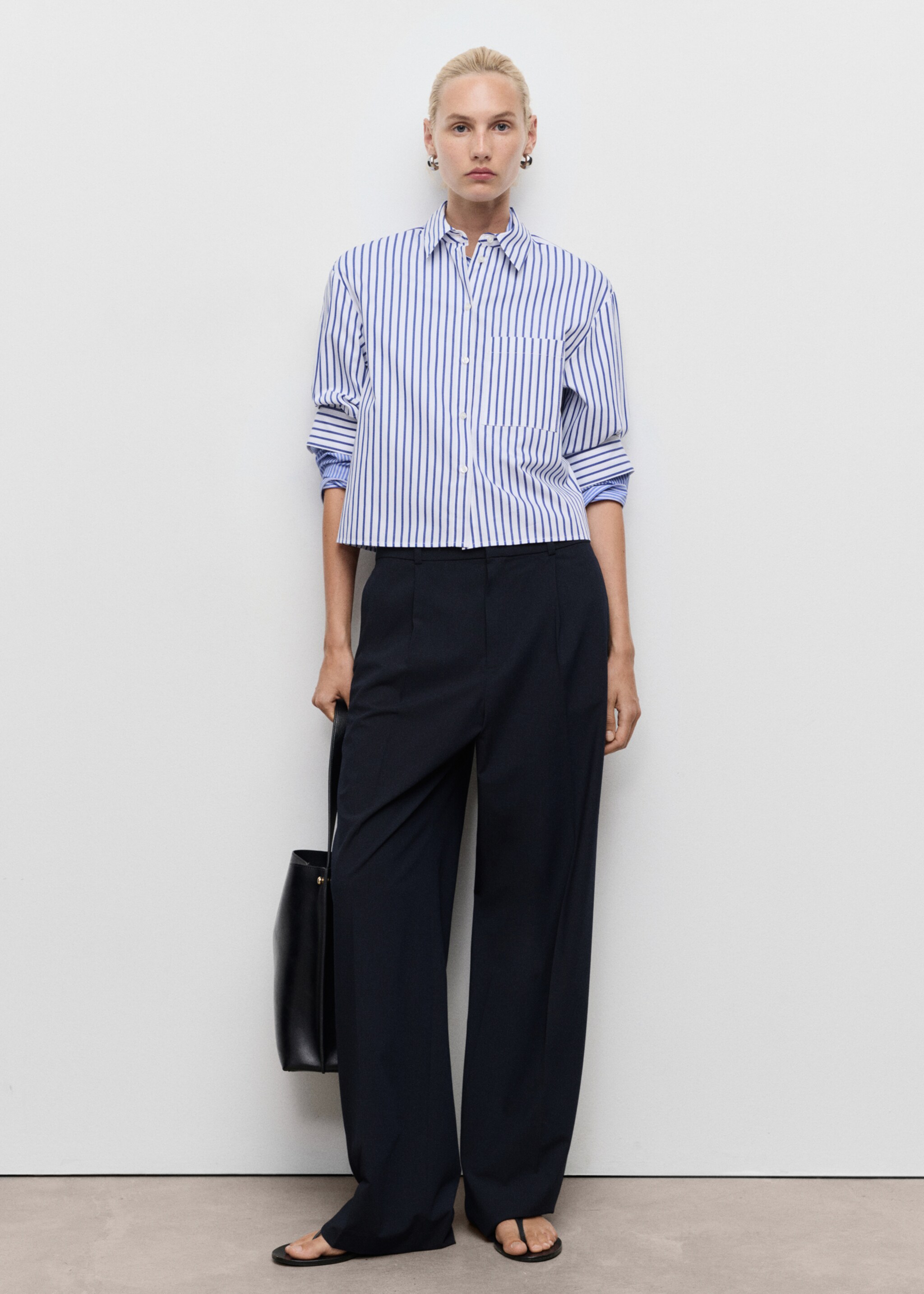 Low-rise wide-leg trousers - General plane, Navy. Ref: 17094096-00.