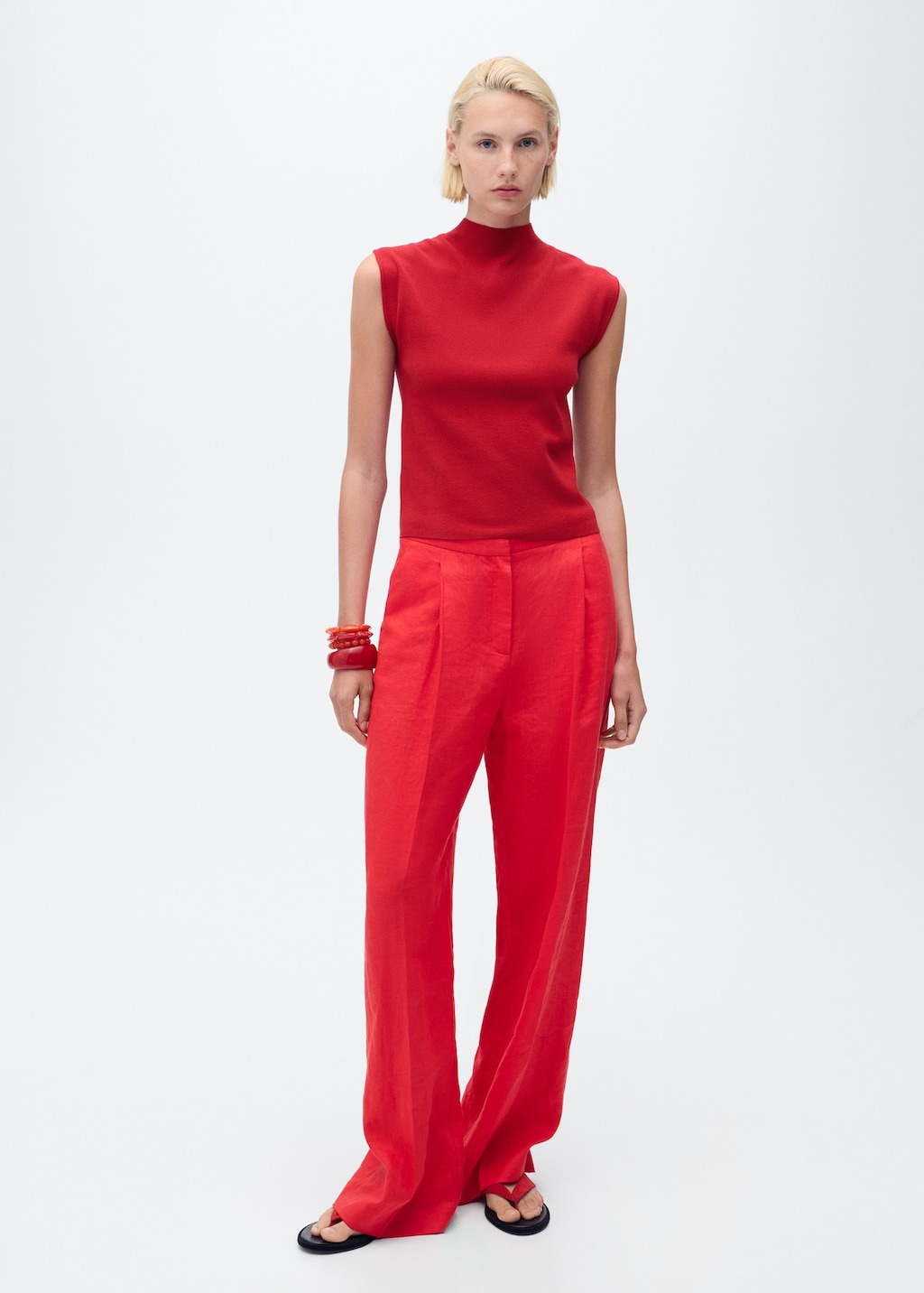 Mango Perkins-neck knitted top