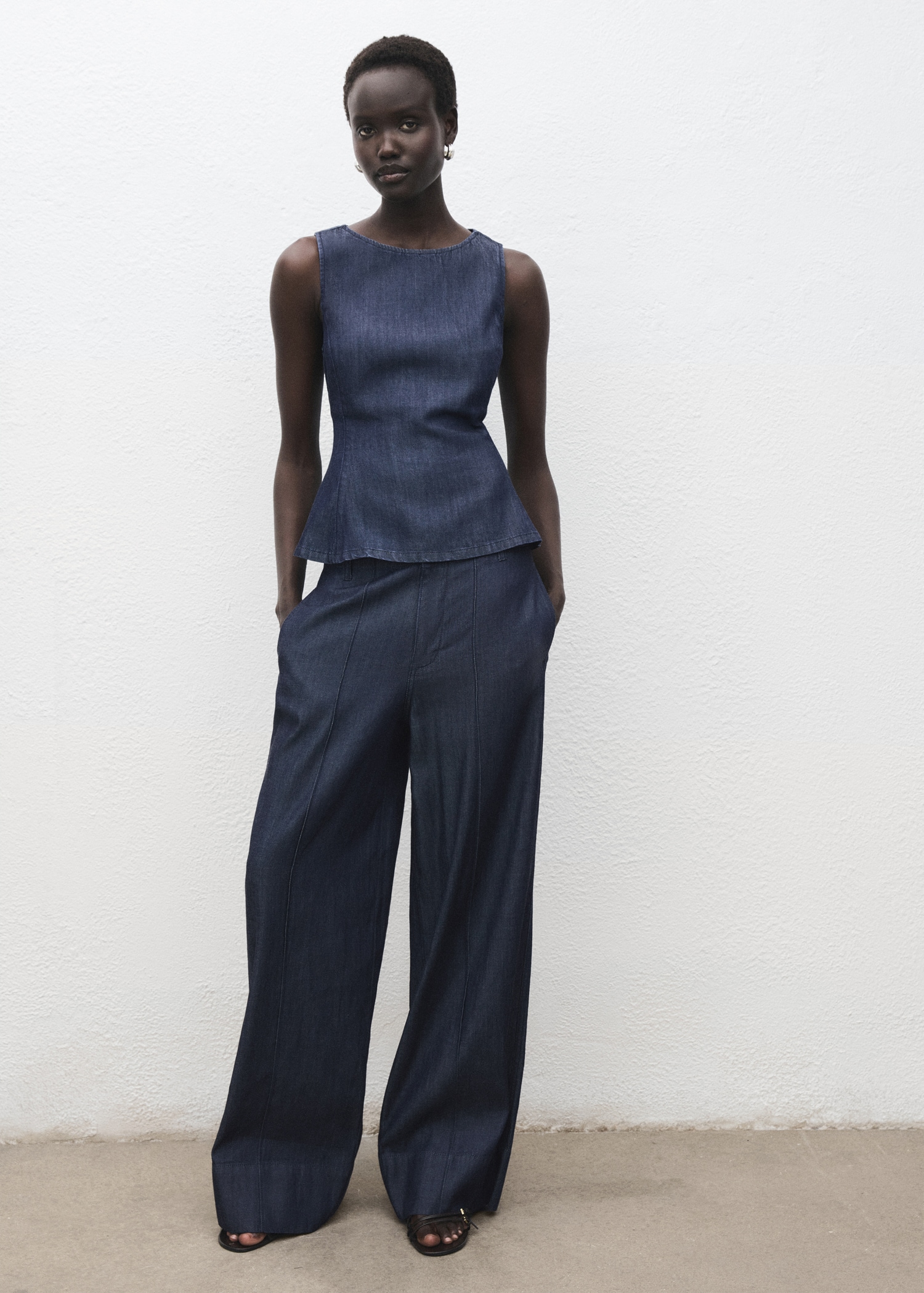 Top crop denim Donna MANGO Italia