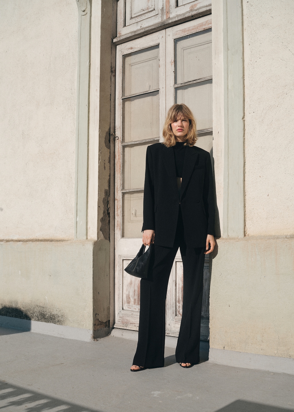 Double-breasted suit blazer