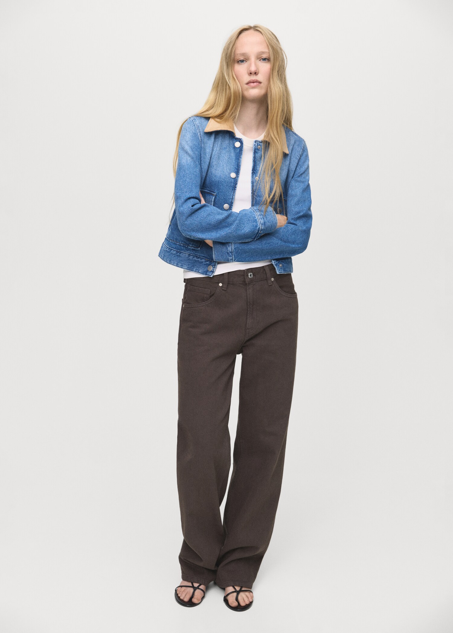 Corduroy collar denim jacket - Women | MANGO USA