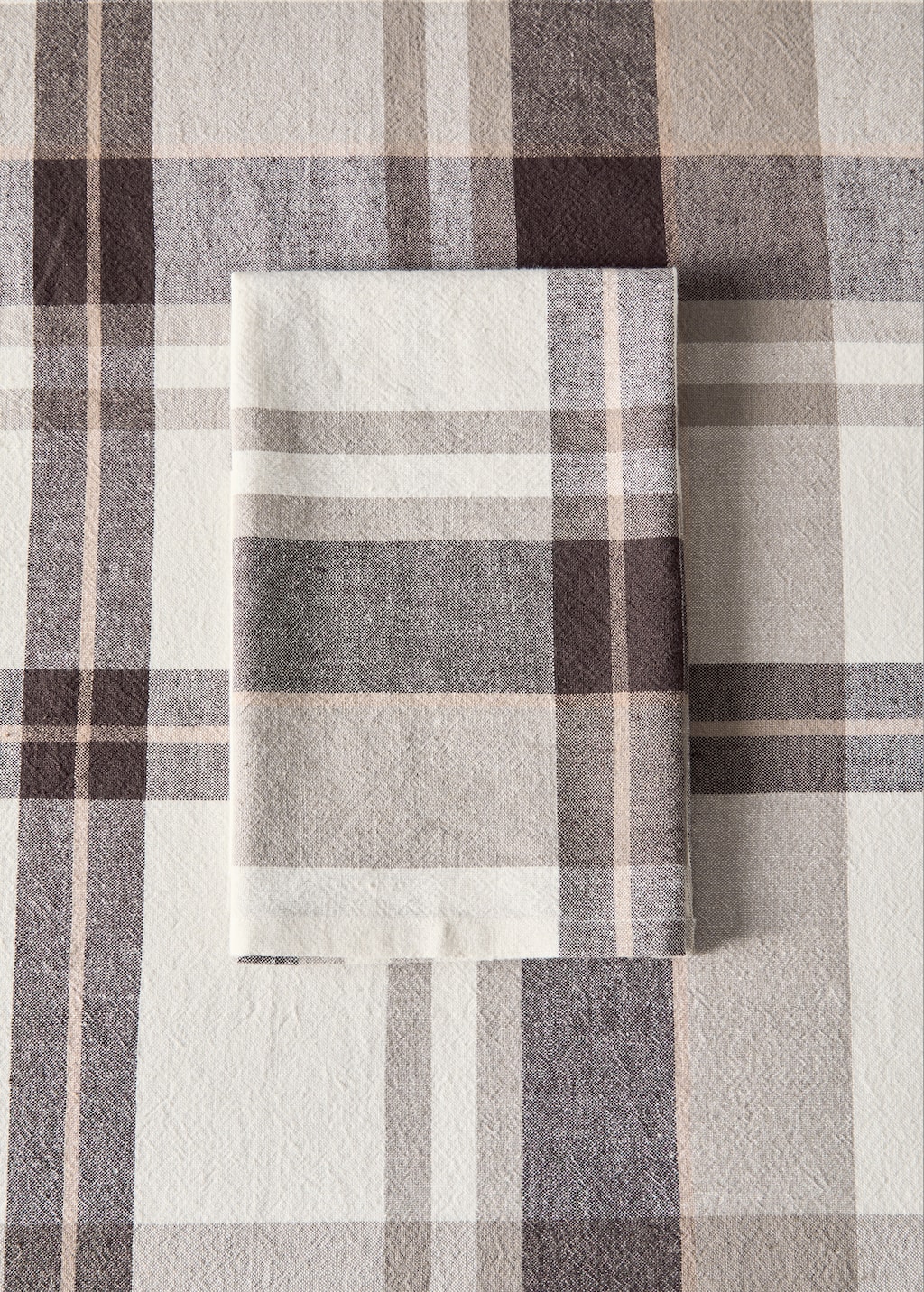 Cotton linen check-print napkin