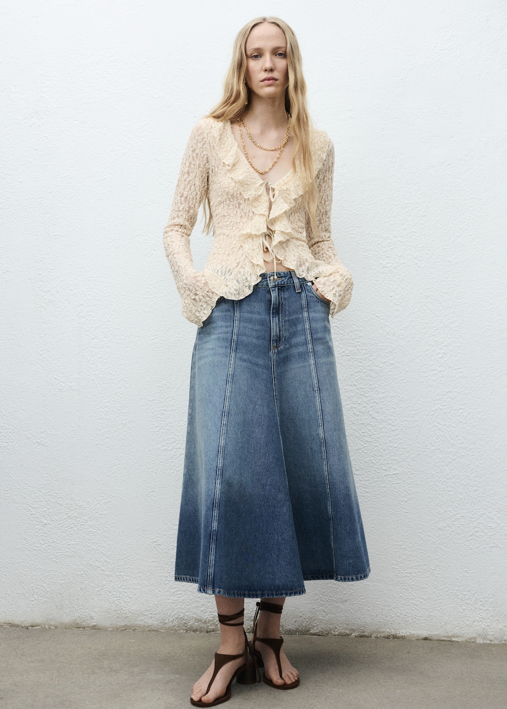 Lace blouse with ruffles - image 2