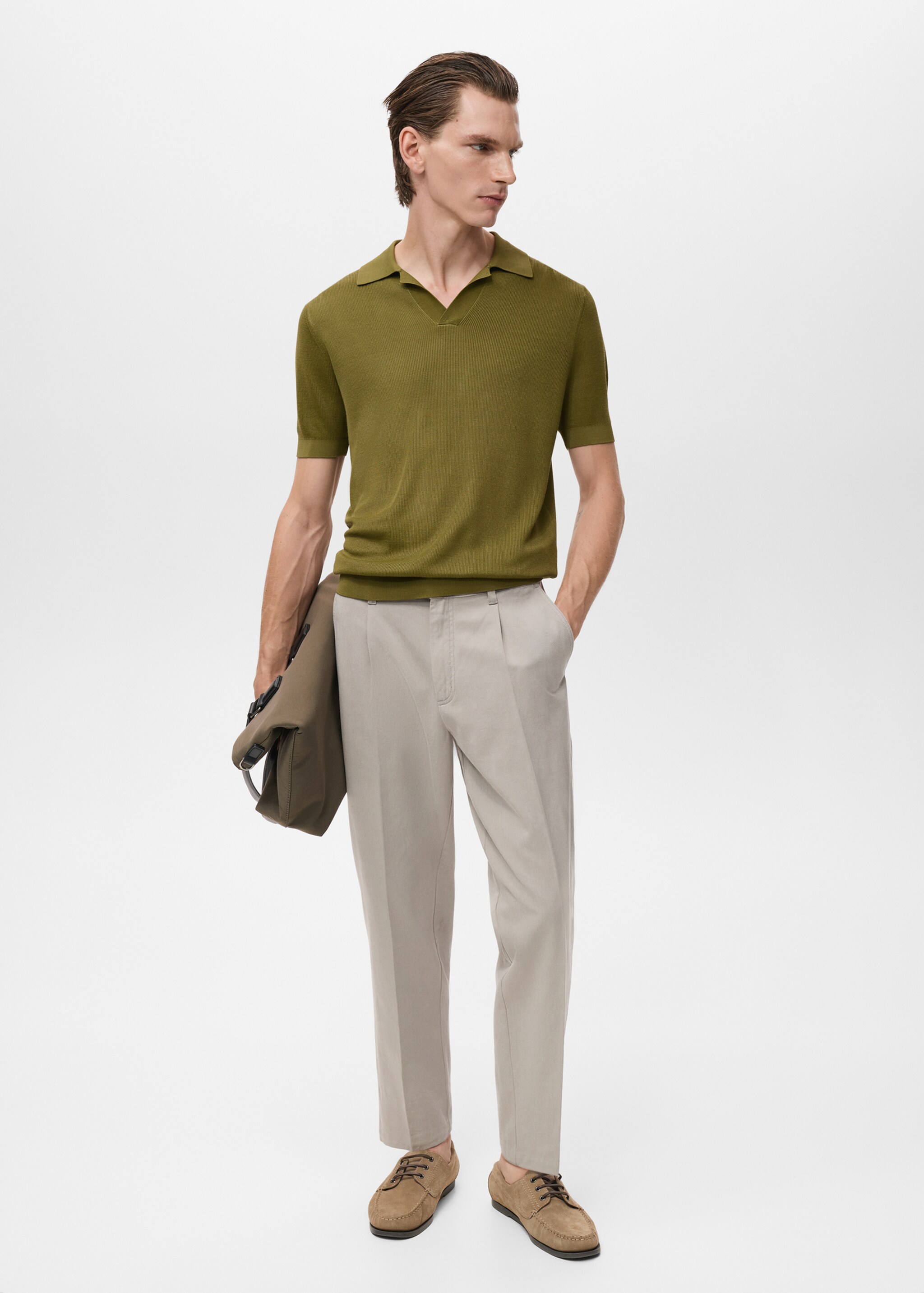 Fine-knit cotton polo shirt - General plane