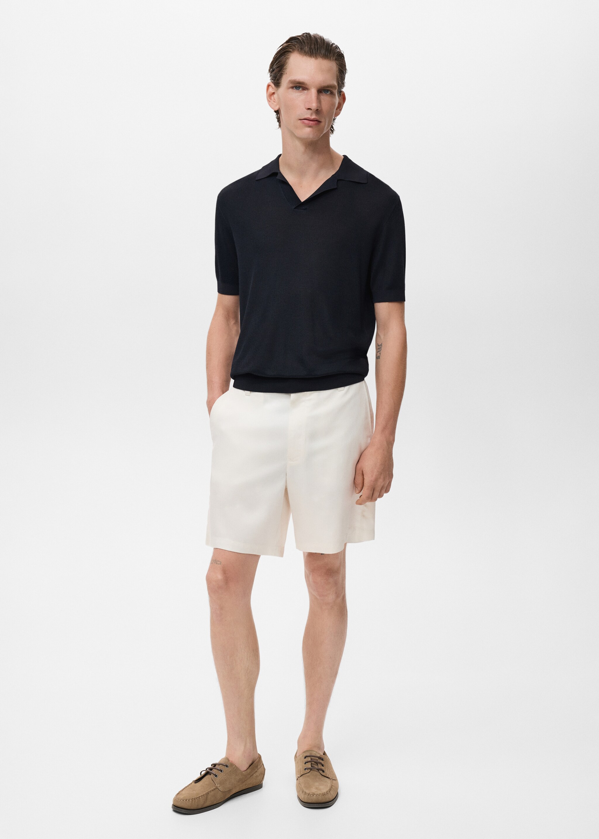 Dun katoenen gebreid poloshirt - Overzichtstekening