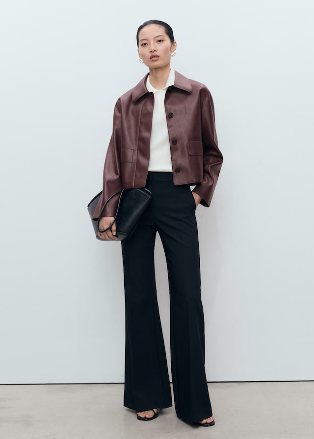 Mango Leather-Effect Jacket With Pockets