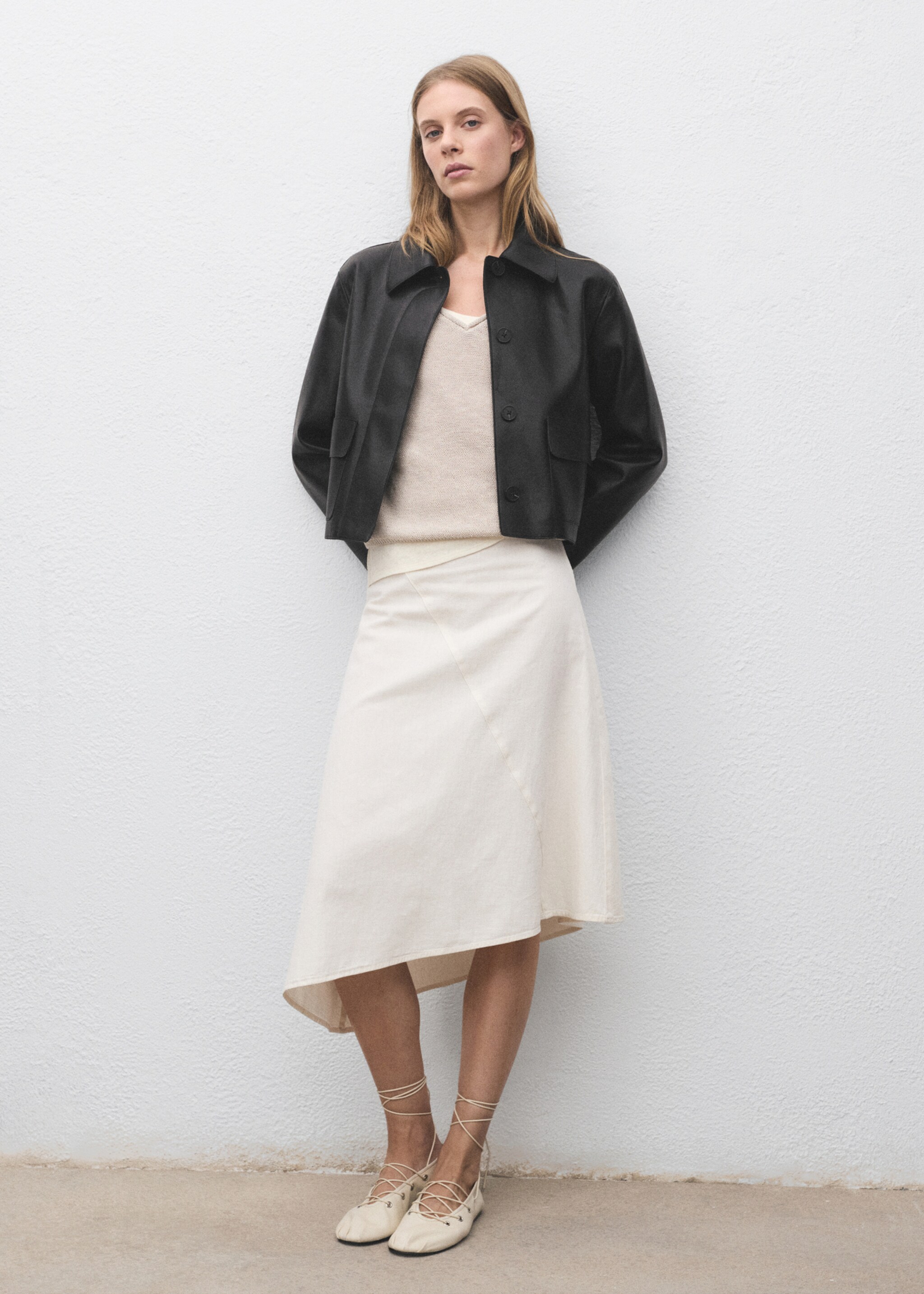Leather-effect jacket with pockets - General plane, Black. Ref: 17094433-00.