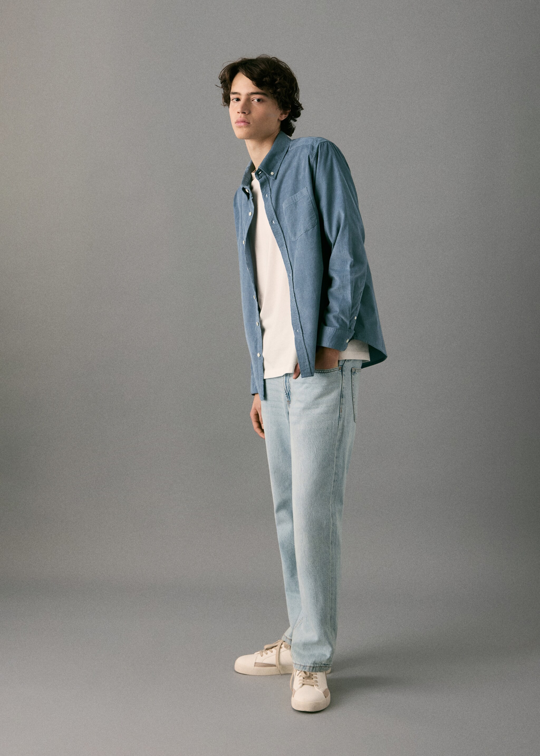 Corduroy cotton shirt - General plane, Sky Blue. Ref: 17094435-00.