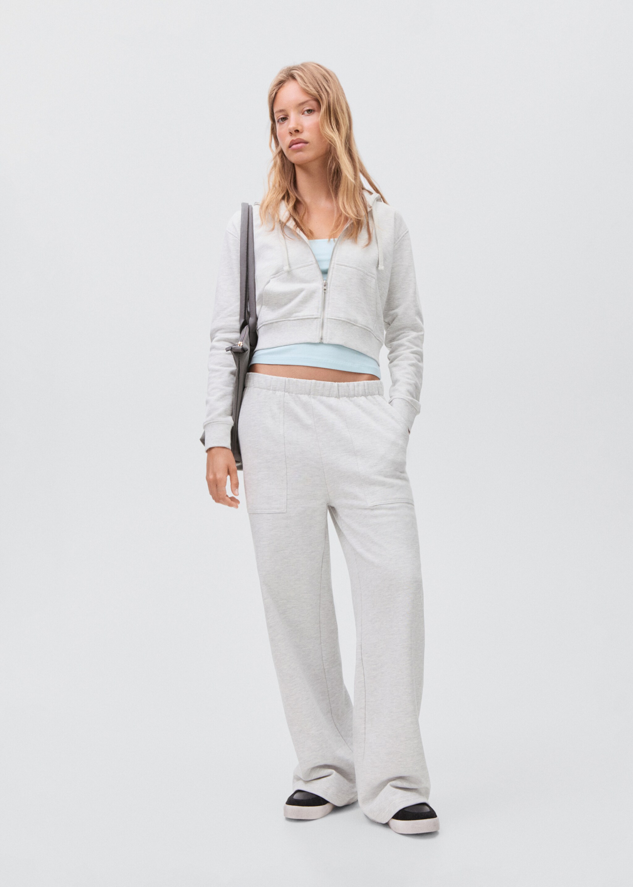 Cotton joggers with seams - General plane, Light Heather Grey. Ref: 17094773-00.
