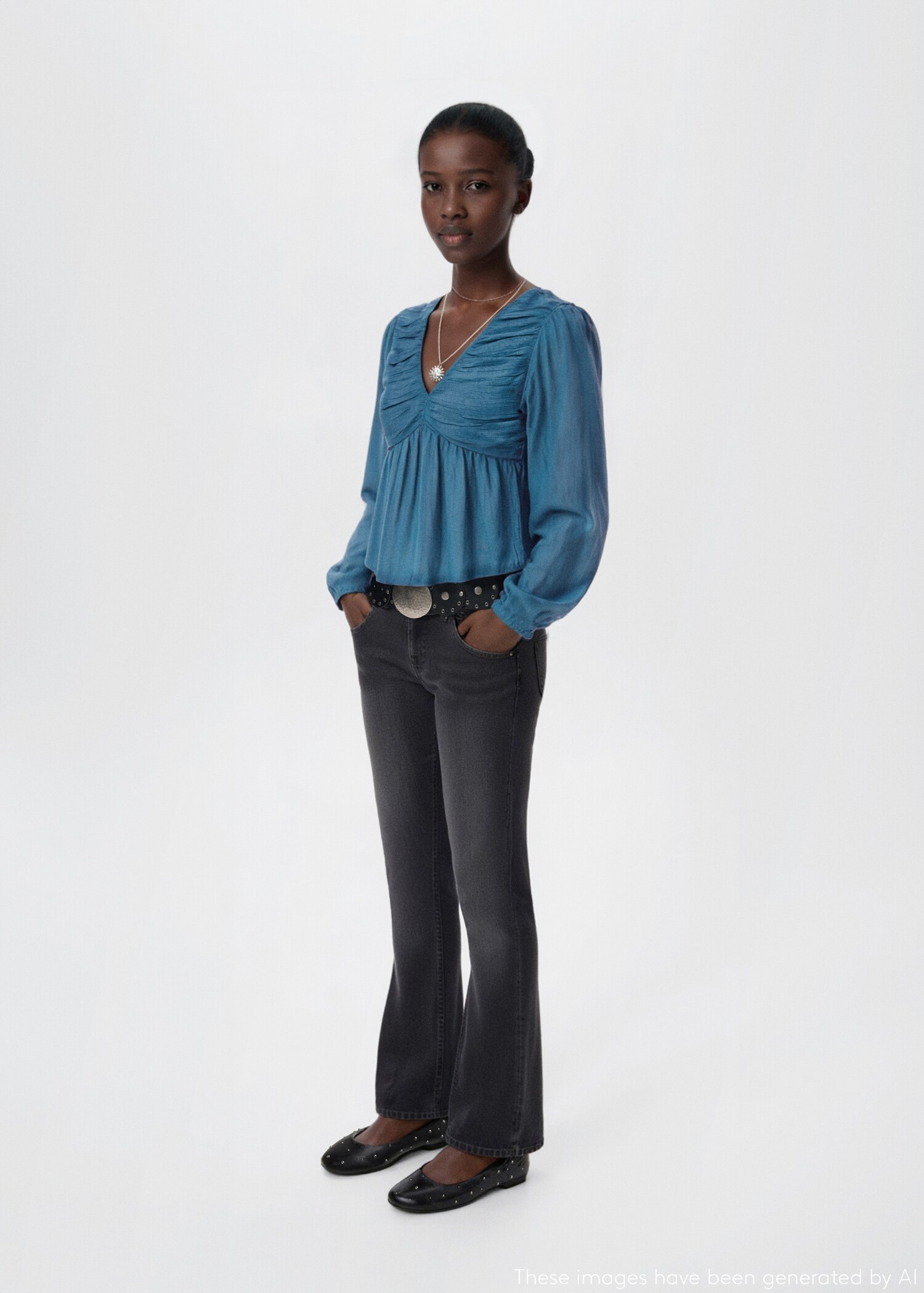 Ruched flowing blouse - General plane