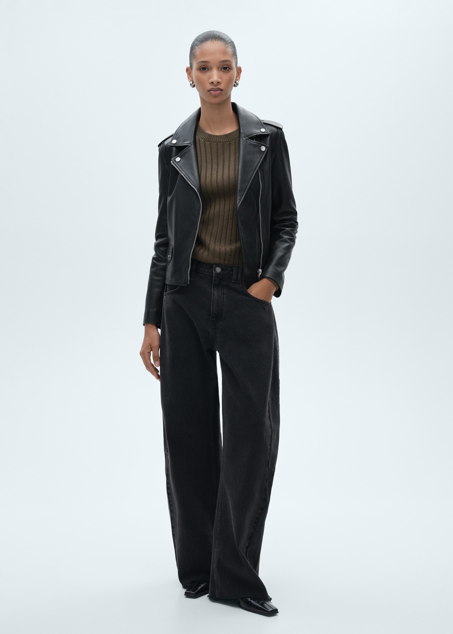 Cazadora Biker Piel Napa Mango Outlet Chaqueta Piel Cazadora Biker