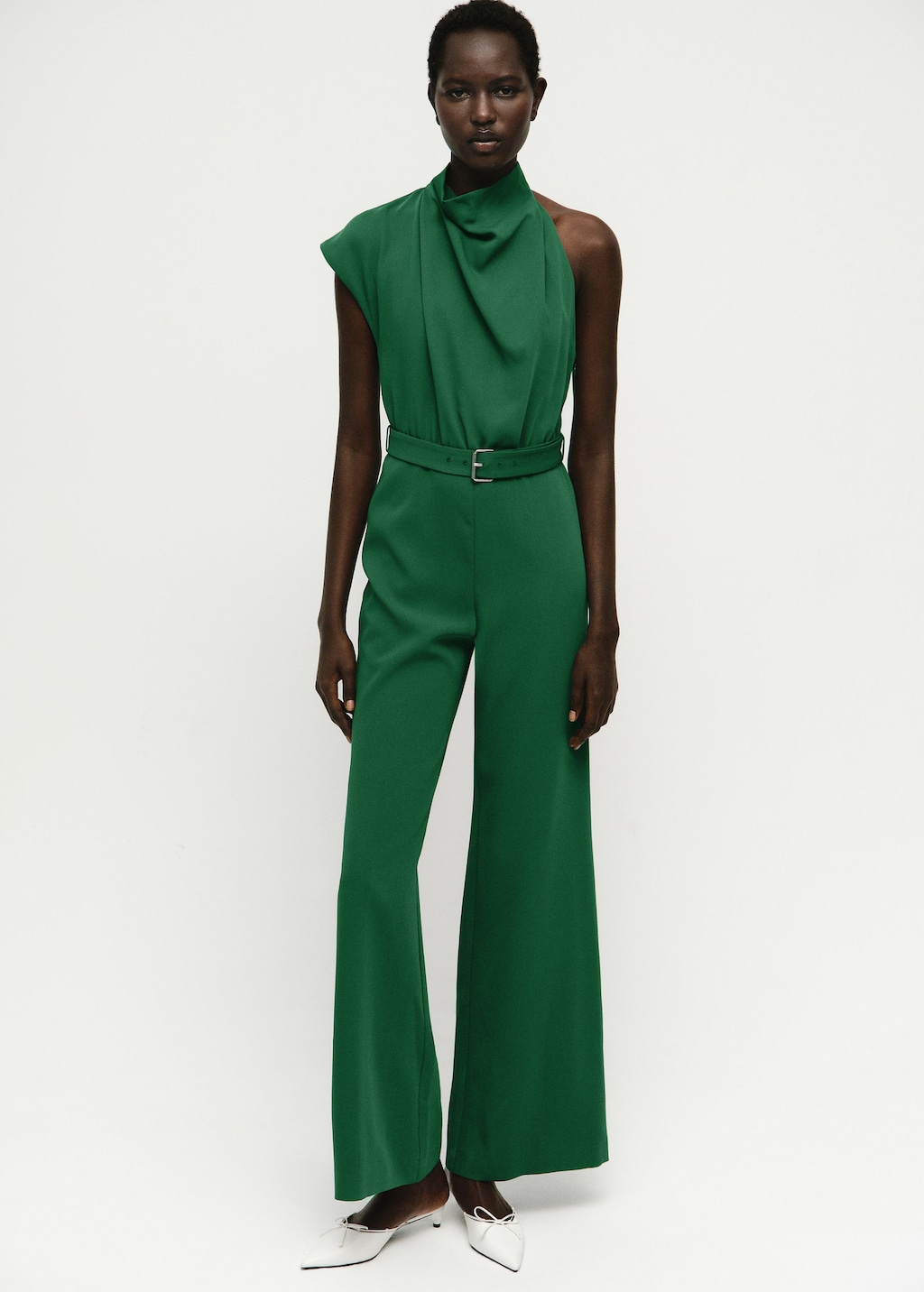 Asymmetrical long jumpsuit with belt - Women | MANGO USA