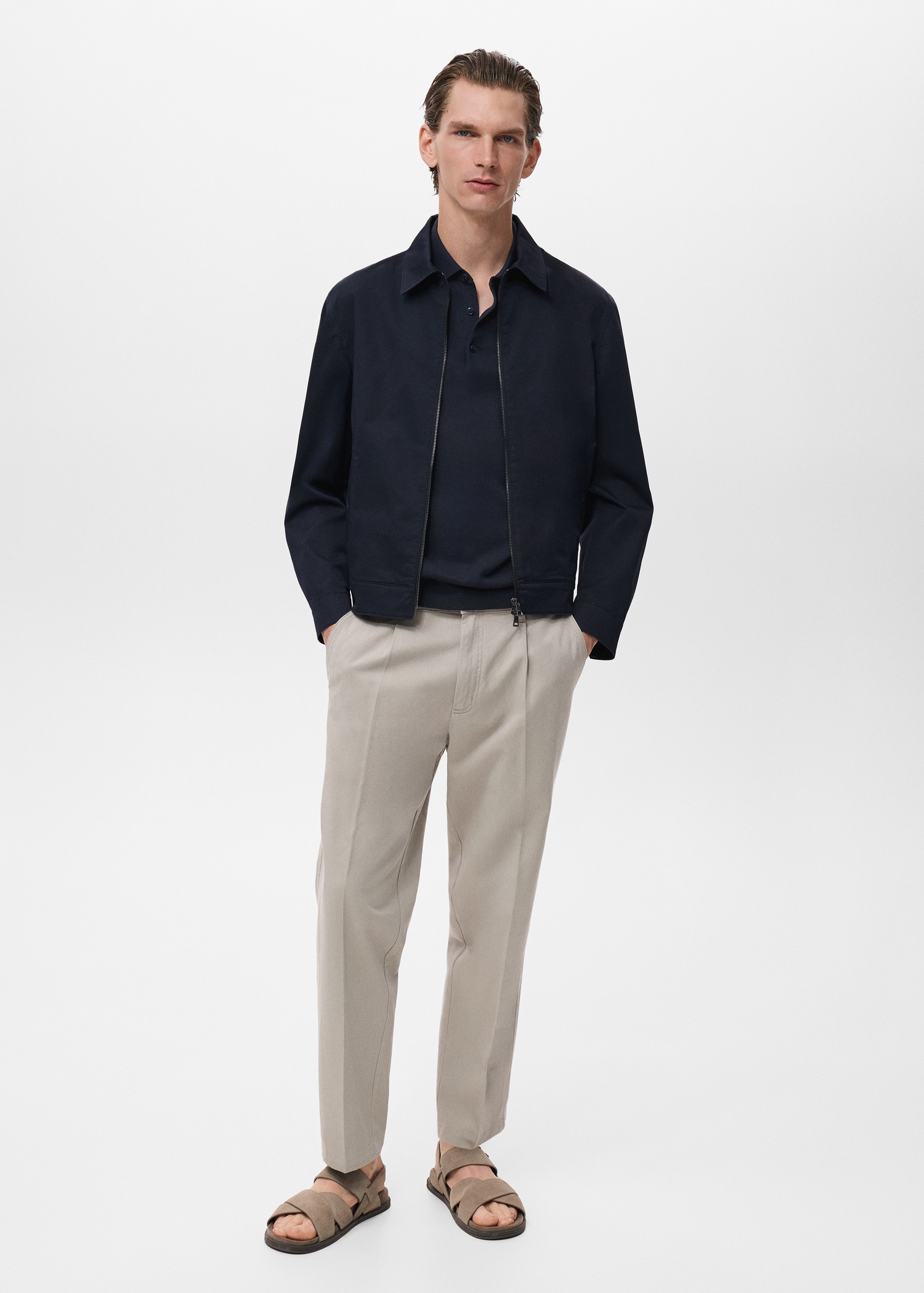 Jacket with a shirt collar and zip - General plane