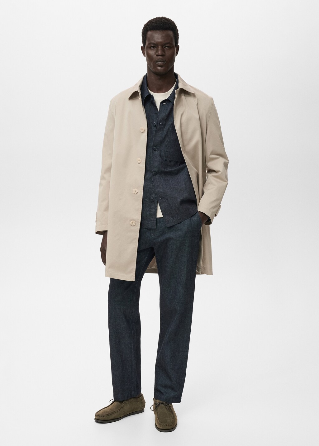 Denim overshirt with pocket