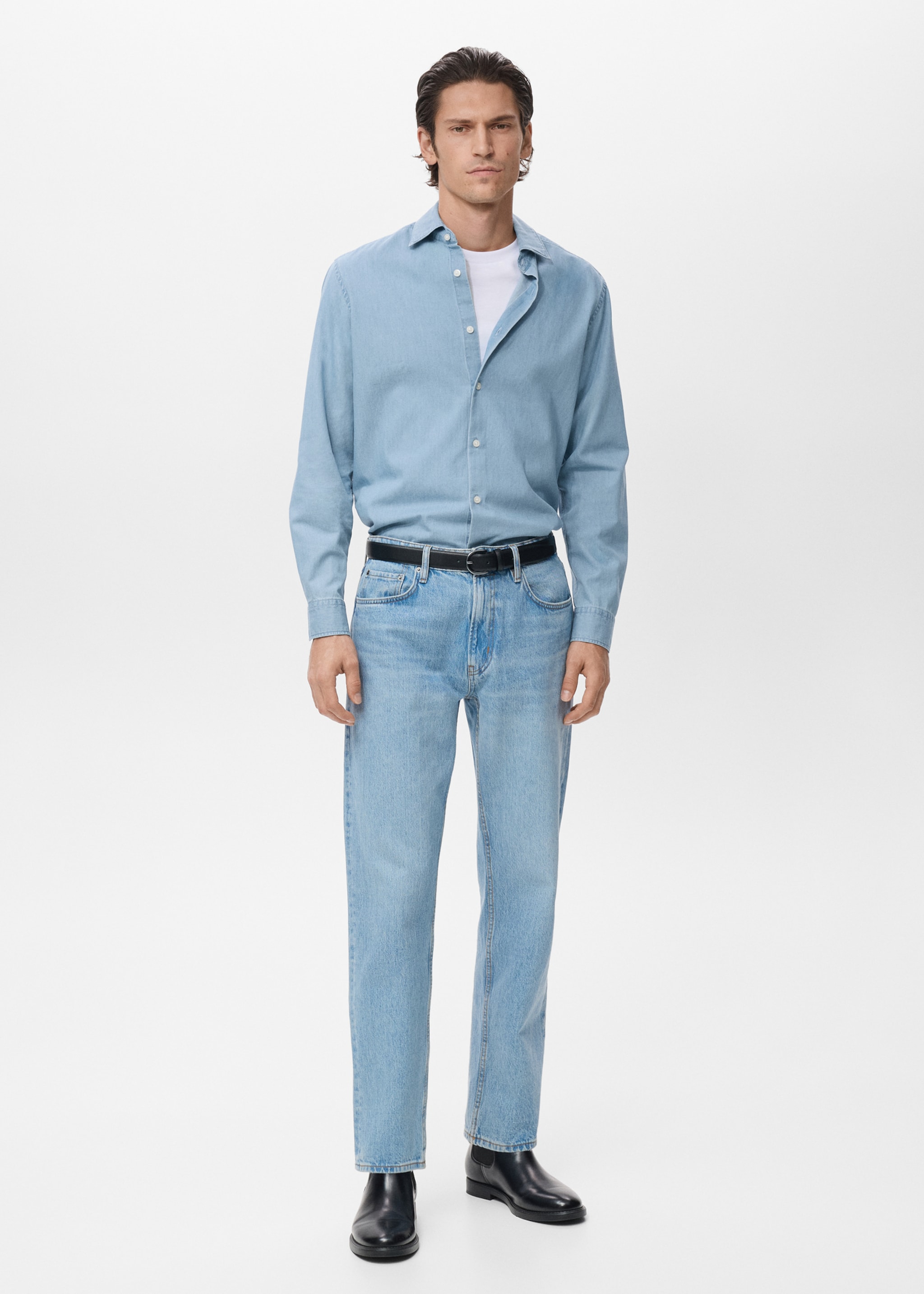 100% cotton chambray shirt - General plane, Light Blue. Ref: 17095149-00.