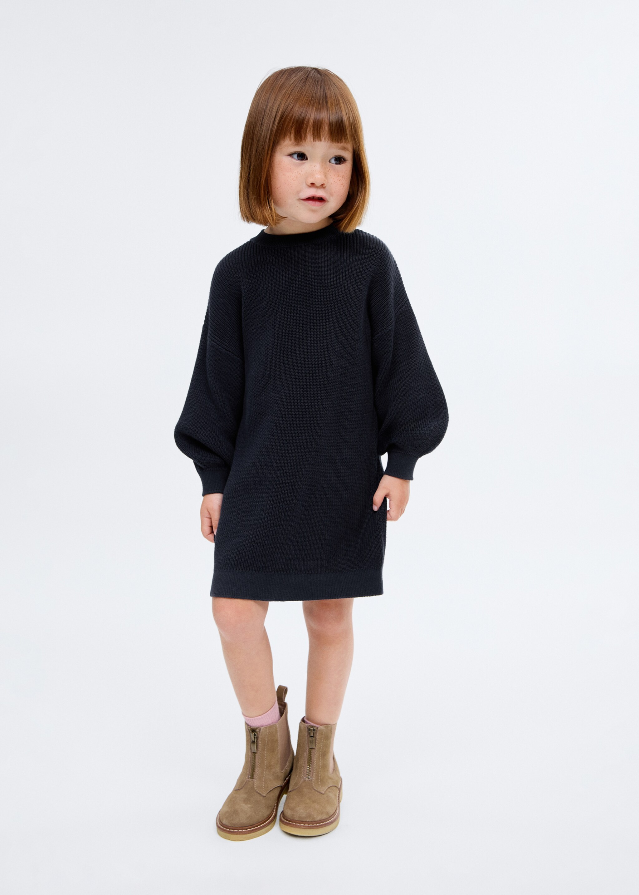 Long cotton dress - General plane, Navy. Ref: 17095153-00.