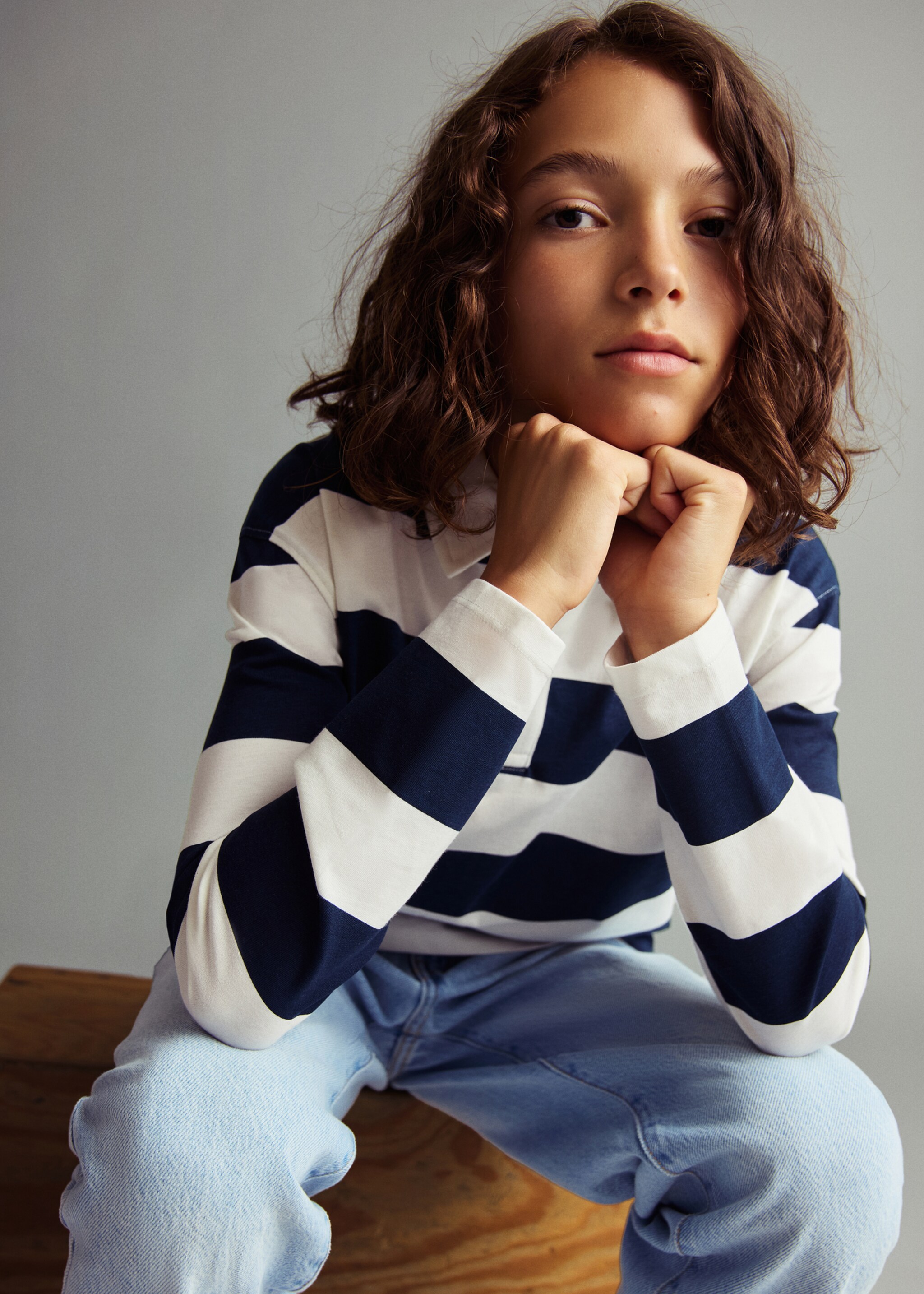 Striped cotton polo shirt - General plane, Navy. Ref: 17095155-00.